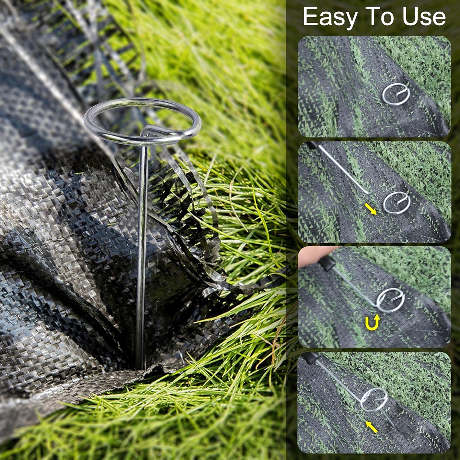 120 Pcs Garden Landscape Staples - 12 Gauge Circle Top Landscape Pins - 6 Inch Galvanized Landscape Pins Garden Stakes with 1Pc Nail Lifter for Securing Yard Garden Lawn Fabric Weed Barrier - Image 3