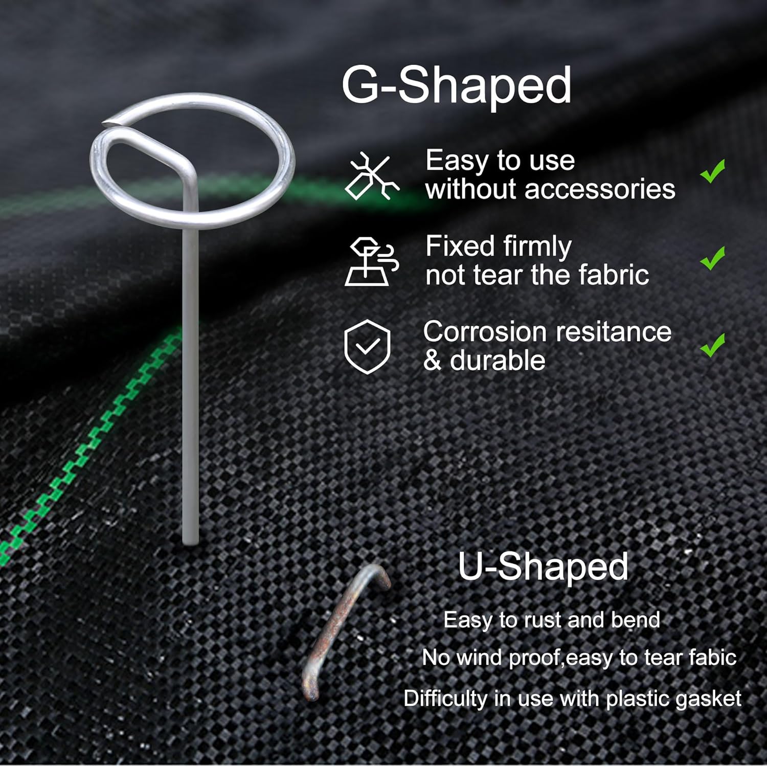 120 Pcs Garden Landscape Staples - 12 Gauge Circle Top Landscape Pins - 6 Inch Galvanized Landscape Pins Garden Stakes with 1Pc Nail Lifter for Securing Yard Garden Lawn Fabric Weed Barrier - Image 4