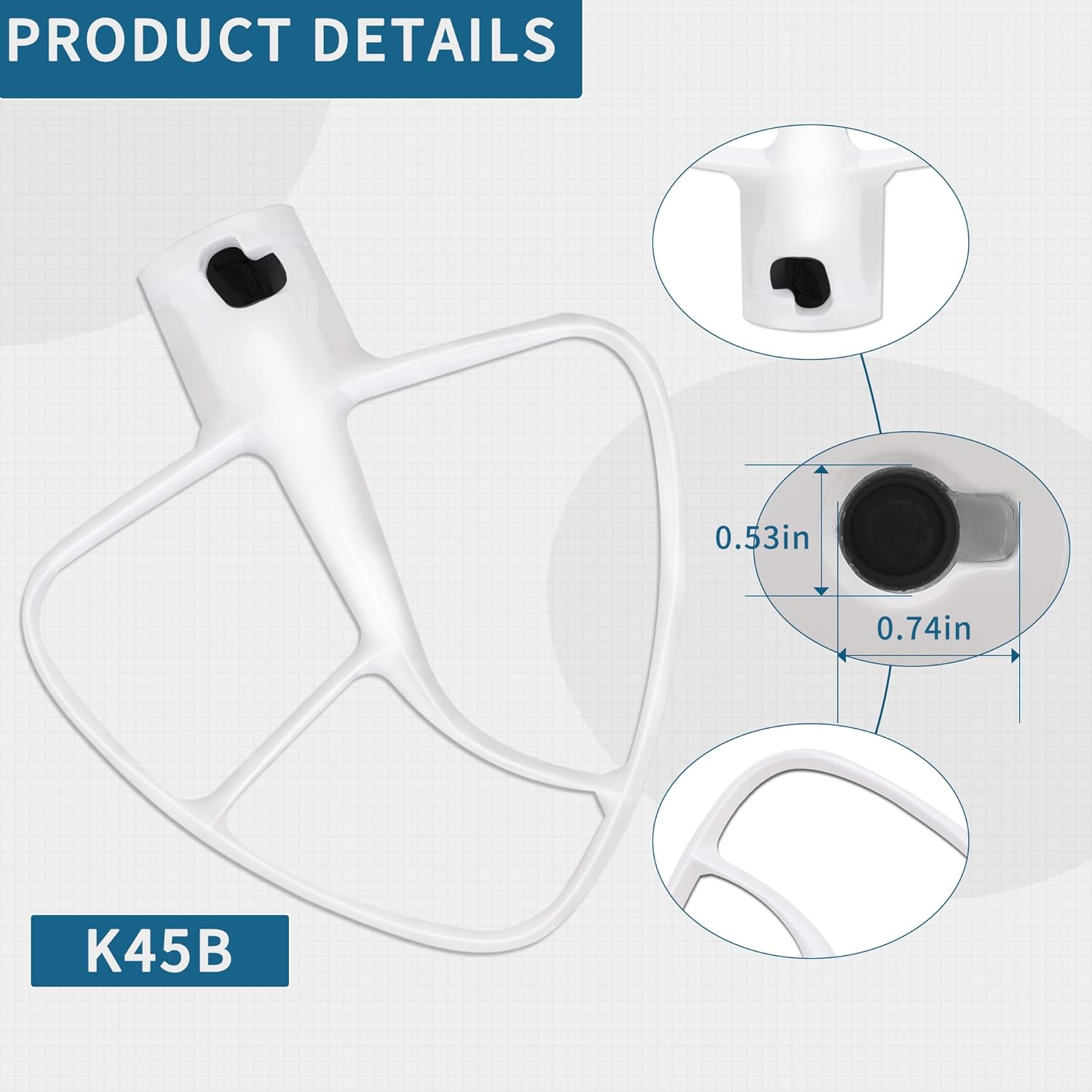K45B Coated Flat Beater for KitchenAid Mixer, Kitchen Aid Mixer Accessory Kitchenaid Mixer Attachments Kitchenaid Mixer Paddle Stand Mixer Attachment, Mixer Accessory Replace WPW10672617 W10672617 - Image 7