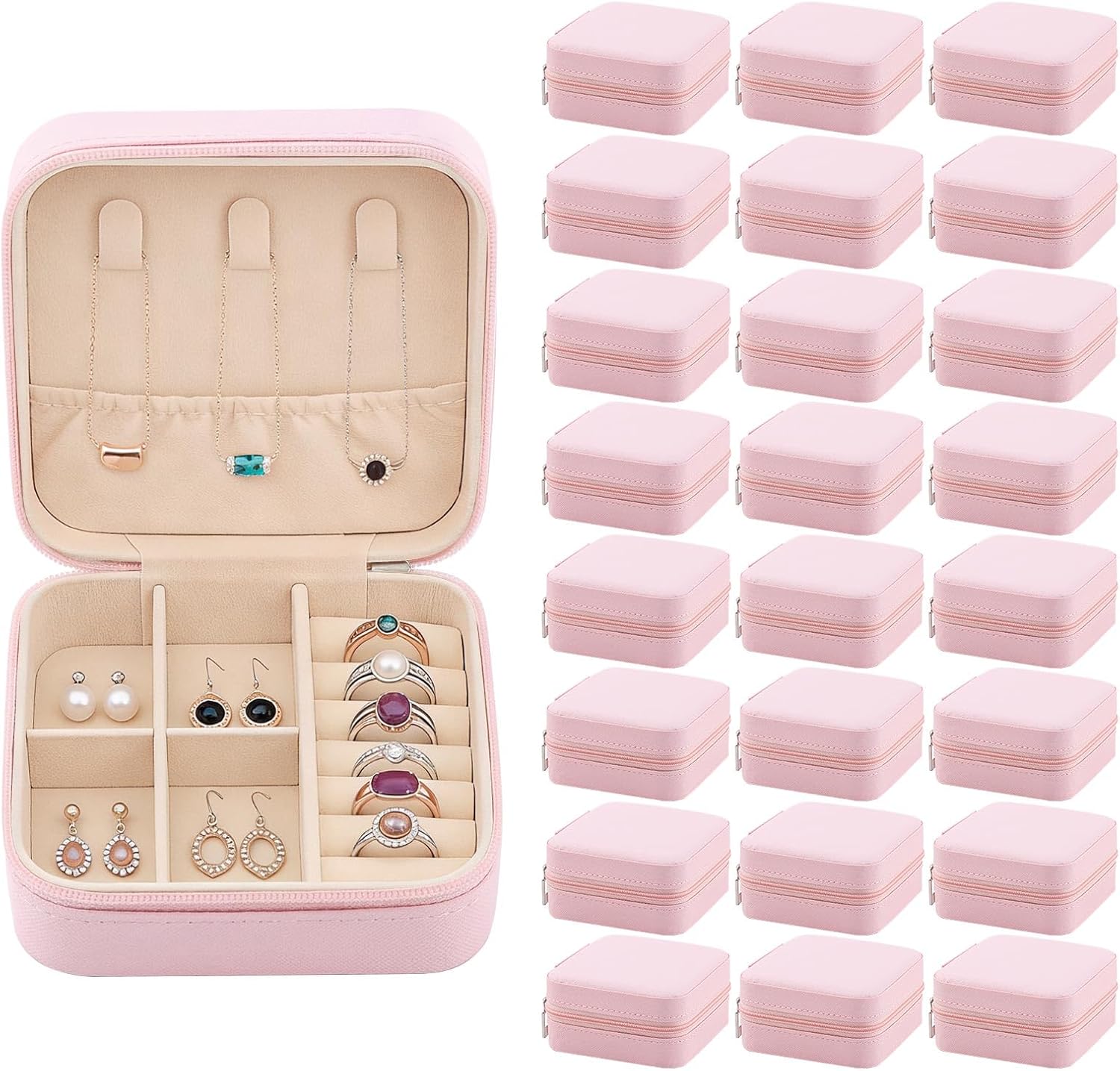 24 Pcs Travel Jewelry Box Exquisite Travel Jewelry Case Portable Jewellery Storage Holder Organizer Box Small Jewelry Organizer for Rings Earrings Necklaces Pendants Bracelets Watches - Image 1