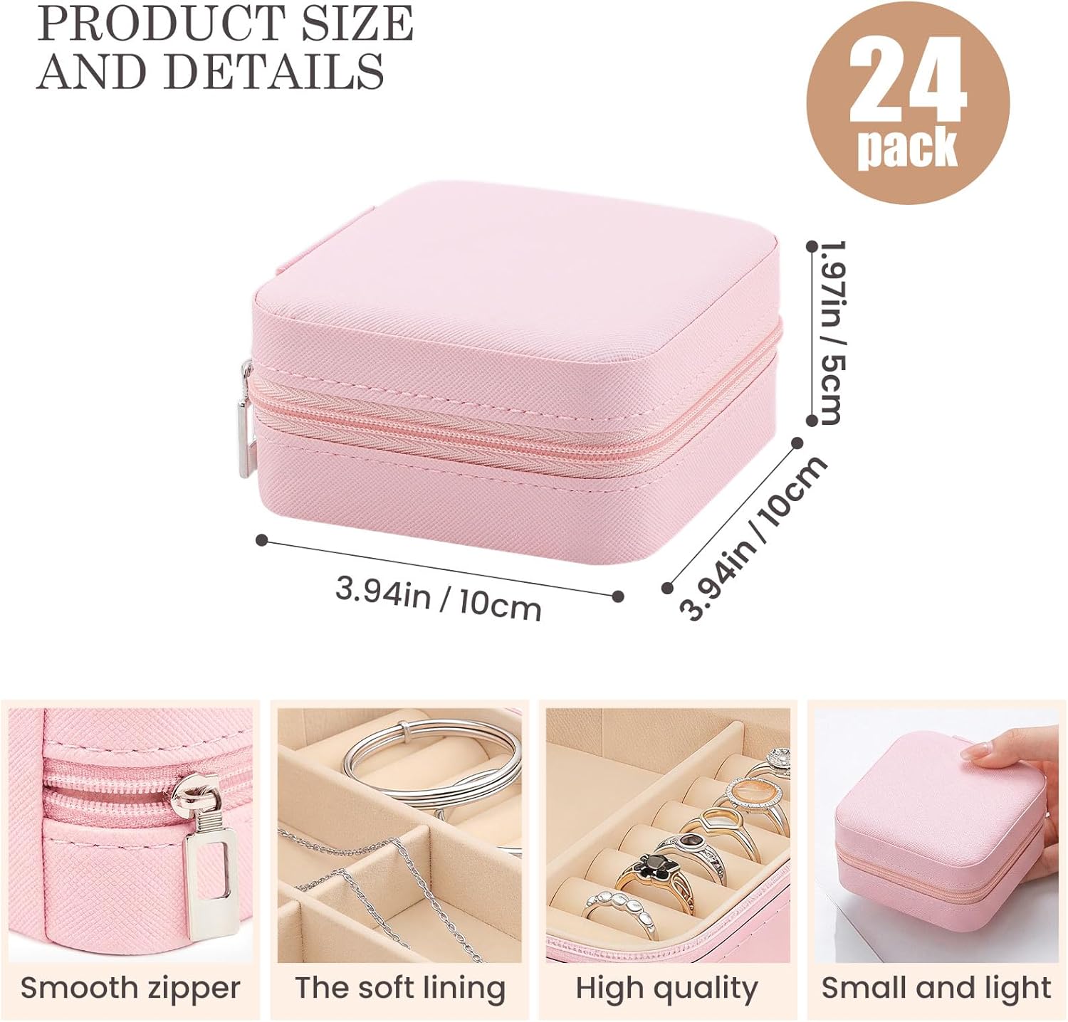 24 Pcs Travel Jewelry Box Exquisite Travel Jewelry Case Portable Jewellery Storage Holder Organizer Box Small Jewelry Organizer for Rings Earrings Necklaces Pendants Bracelets Watches - Image 2