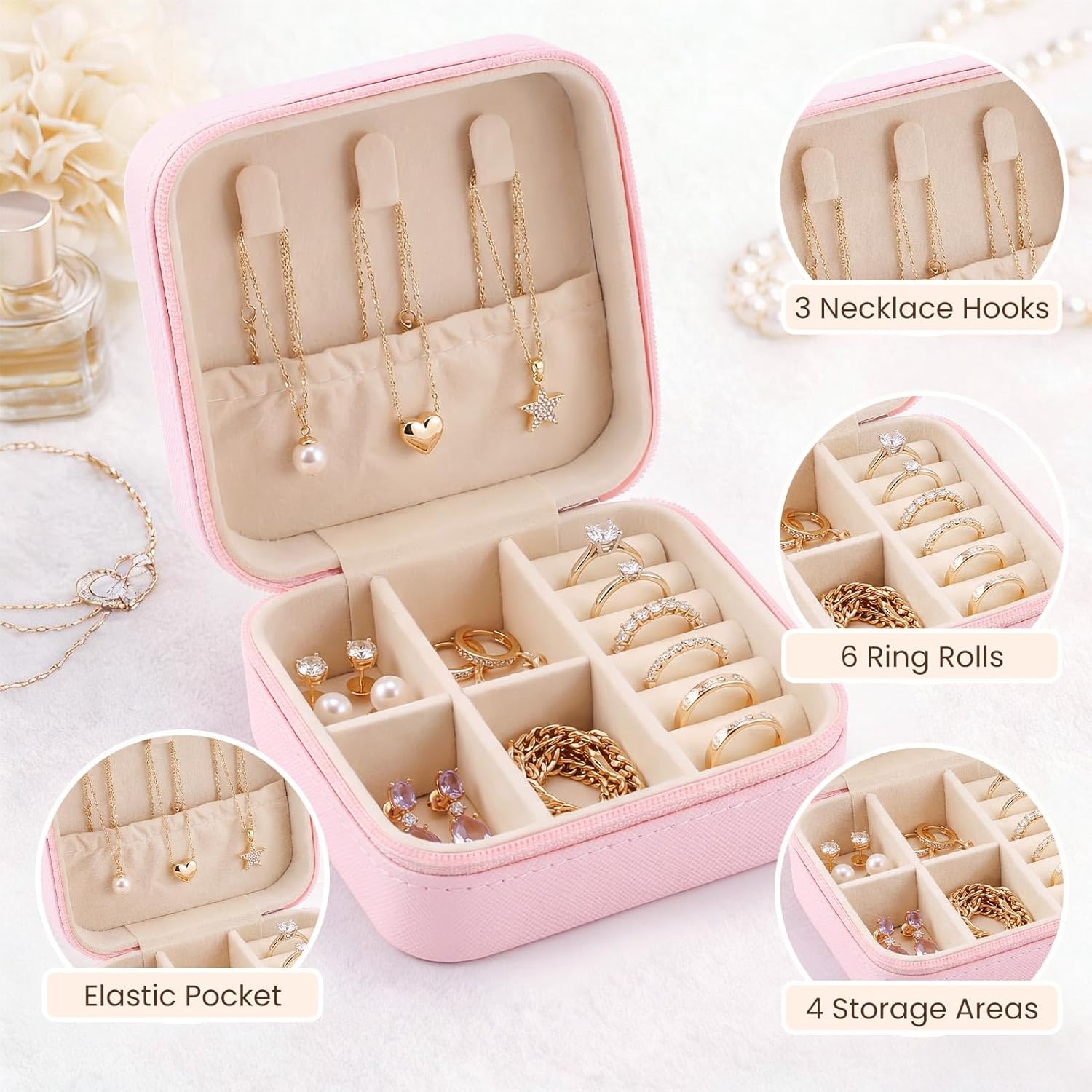 24 Pcs Travel Jewelry Box Exquisite Travel Jewelry Case Portable Jewellery Storage Holder Organizer Box Small Jewelry Organizer for Rings Earrings Necklaces Pendants Bracelets Watches - Image 4