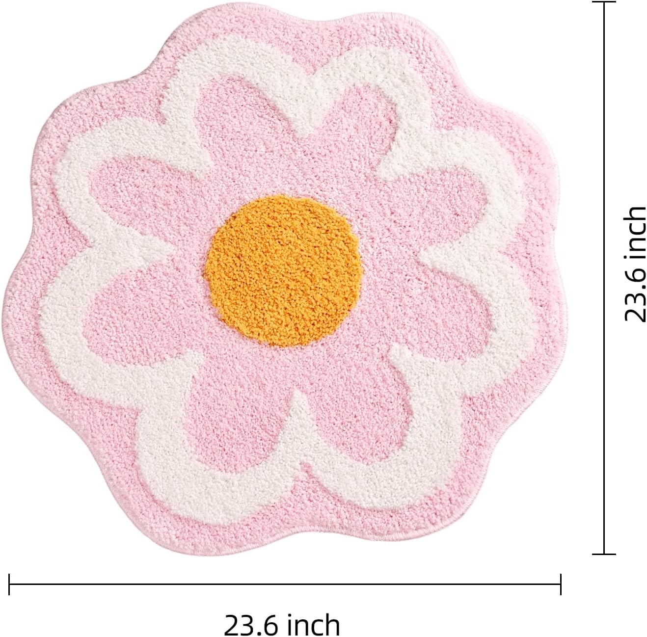 Cute Pink Flower Bath Mat, Machine Washable Bath Rug, Ultra Soft and Fluffy Bathroom Mat, Small Round Non-Slip Water Absorbent Bath Mats for Bathroom Floor, Shower Room and Bathtub - Image 2