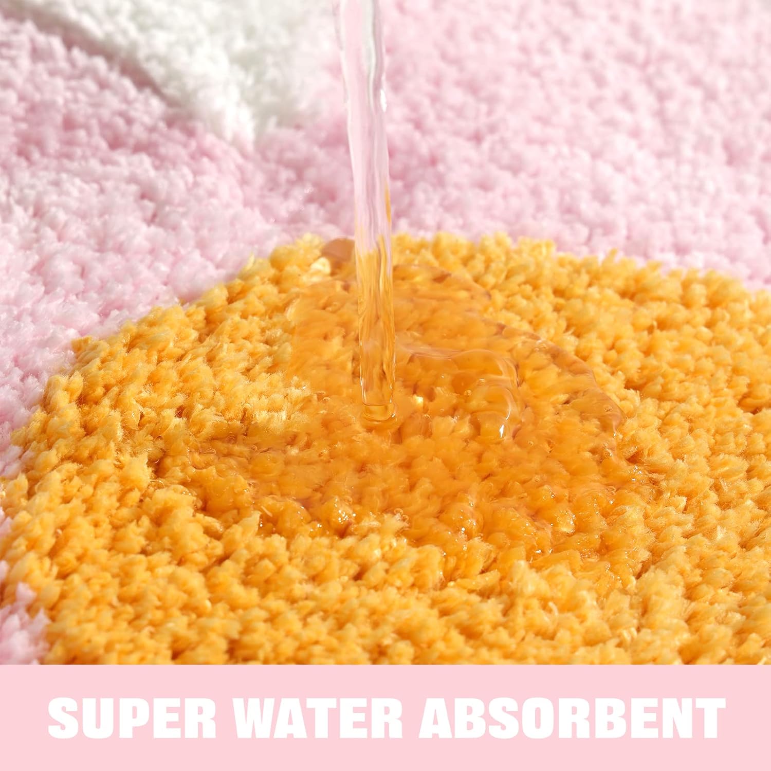 Cute Pink Flower Bath Mat, Machine Washable Bath Rug, Ultra Soft and Fluffy Bathroom Mat, Small Round Non-Slip Water Absorbent Bath Mats for Bathroom Floor, Shower Room and Bathtub - Image 7
