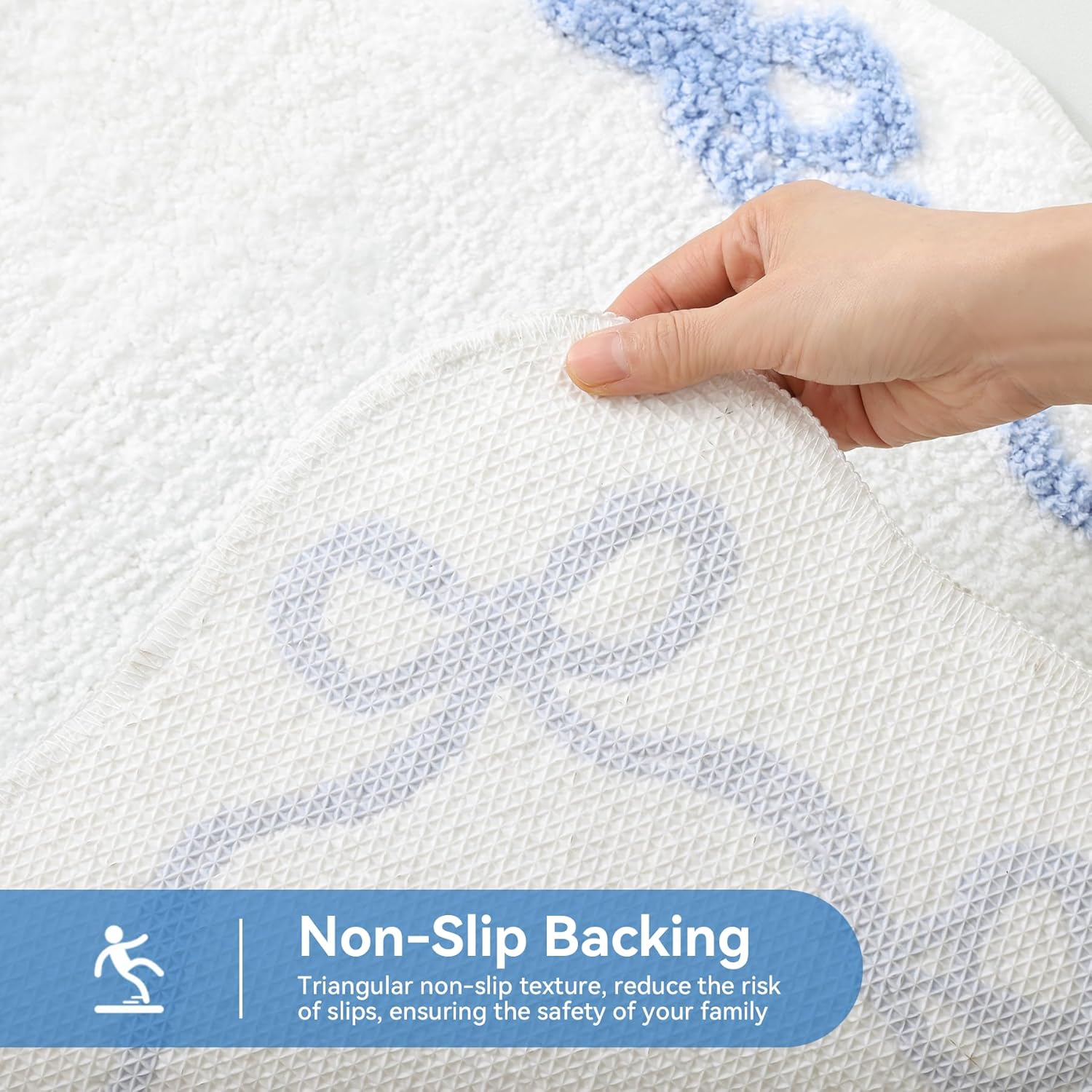 Blue Scalloped Bath Mat - Cute Bow Bathroom Rugs Small Non Slip Bath Mat, Soft & Absorbent Bath Rugs for Bathroom Decor, Tub, Vanity Floor - Image 6