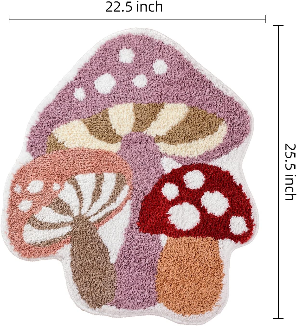 Cute Non Slip Kids Bath Mat - Strong Absorbent Soft Washable Purple Mushroom Boho Bath Rug for Tub, Shower & Bathroom - Image 2