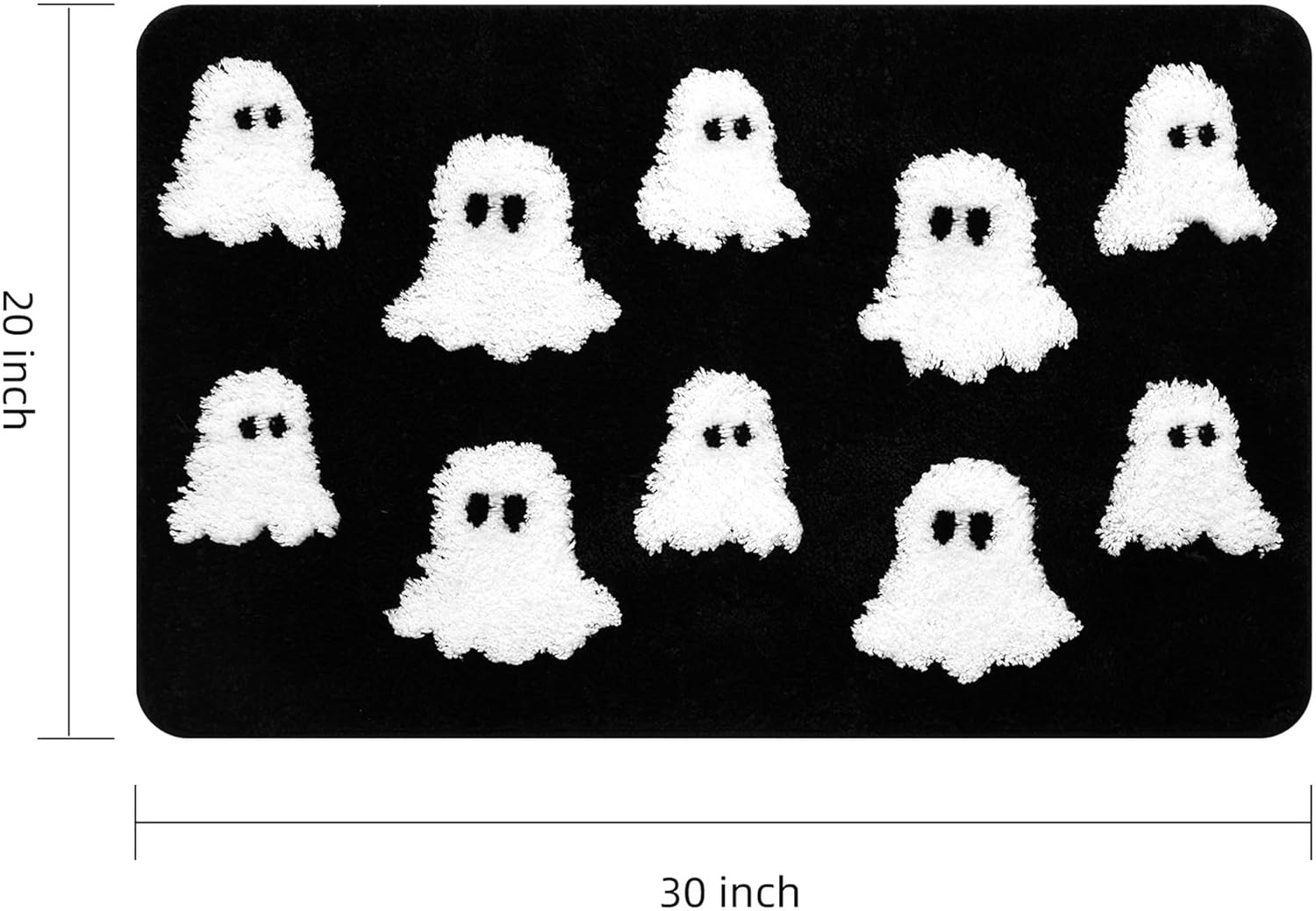 Halloween Bath Mat Spooky Ghosts Gothic Home Decor Black Rugs for Non Slip, Spooky Goth Gift Cute Shower Rug for Bathroom, Bedroom, Living Home Decoration, 20x30in - Image 2