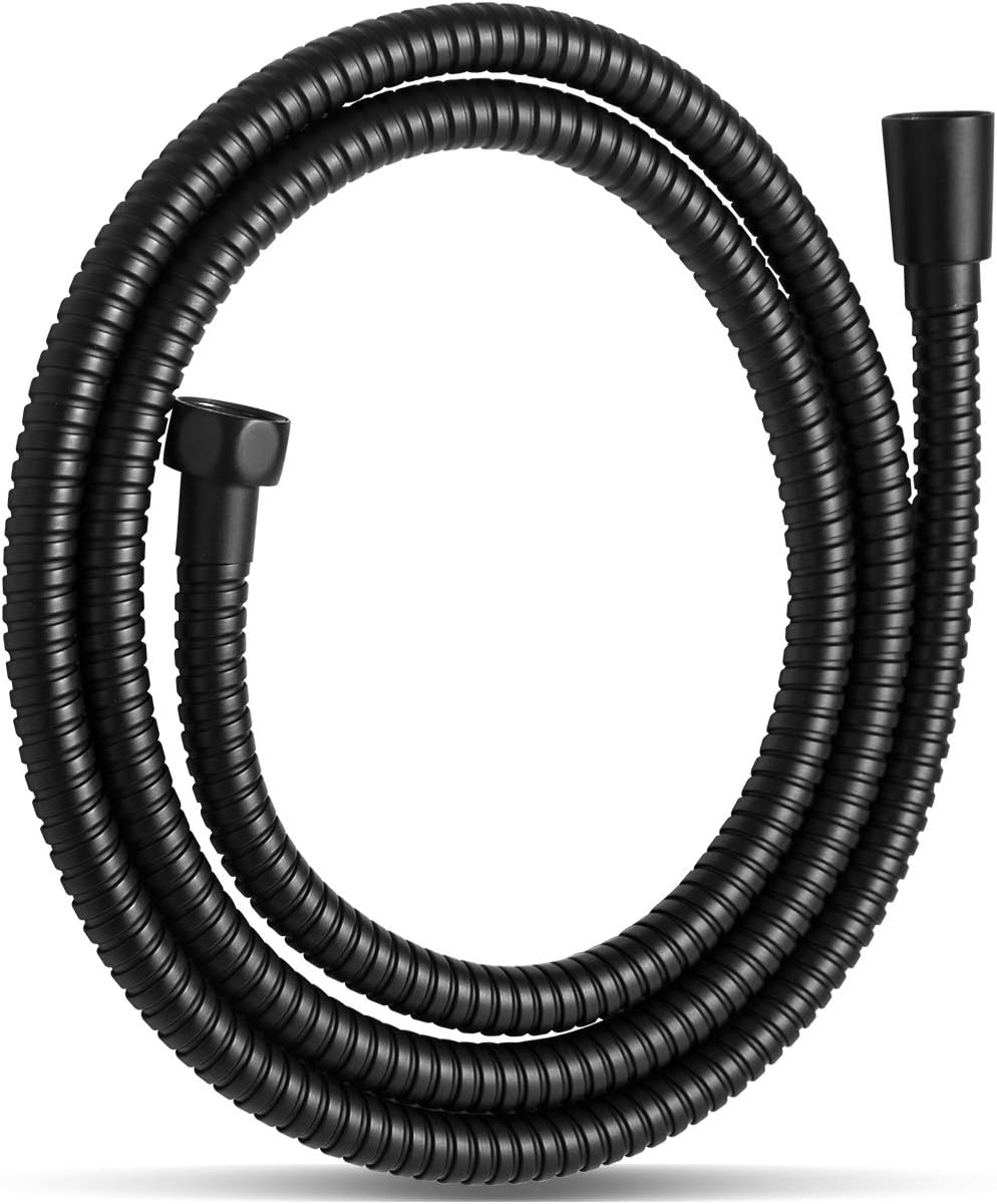 Shower Hose, Kink Free Stainless Steel Shower Hose Attachment Electroplating Handheld Shower Head Hose Flex Hoses Extension with Brass Insert & Nut for Pet Bathing Cleaning 60 in, Matte Black - Image 1