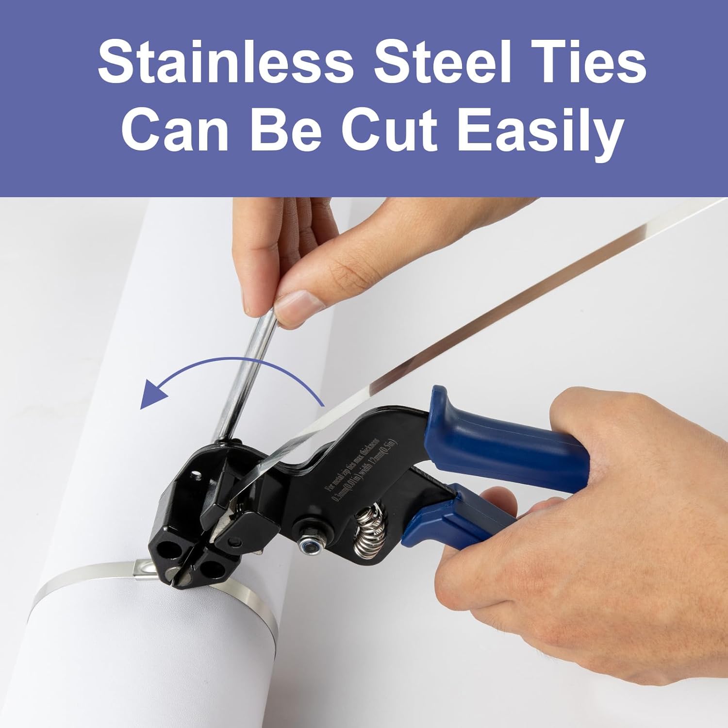 Metal Zip Ties Cutter for Stainless Steel Tie Wrap,Tensioning Installation Cutting Tool for Self-Locking Stainless Zip Ties with Free Zip Tie Release Tool, Two-handed Mode - Image 3