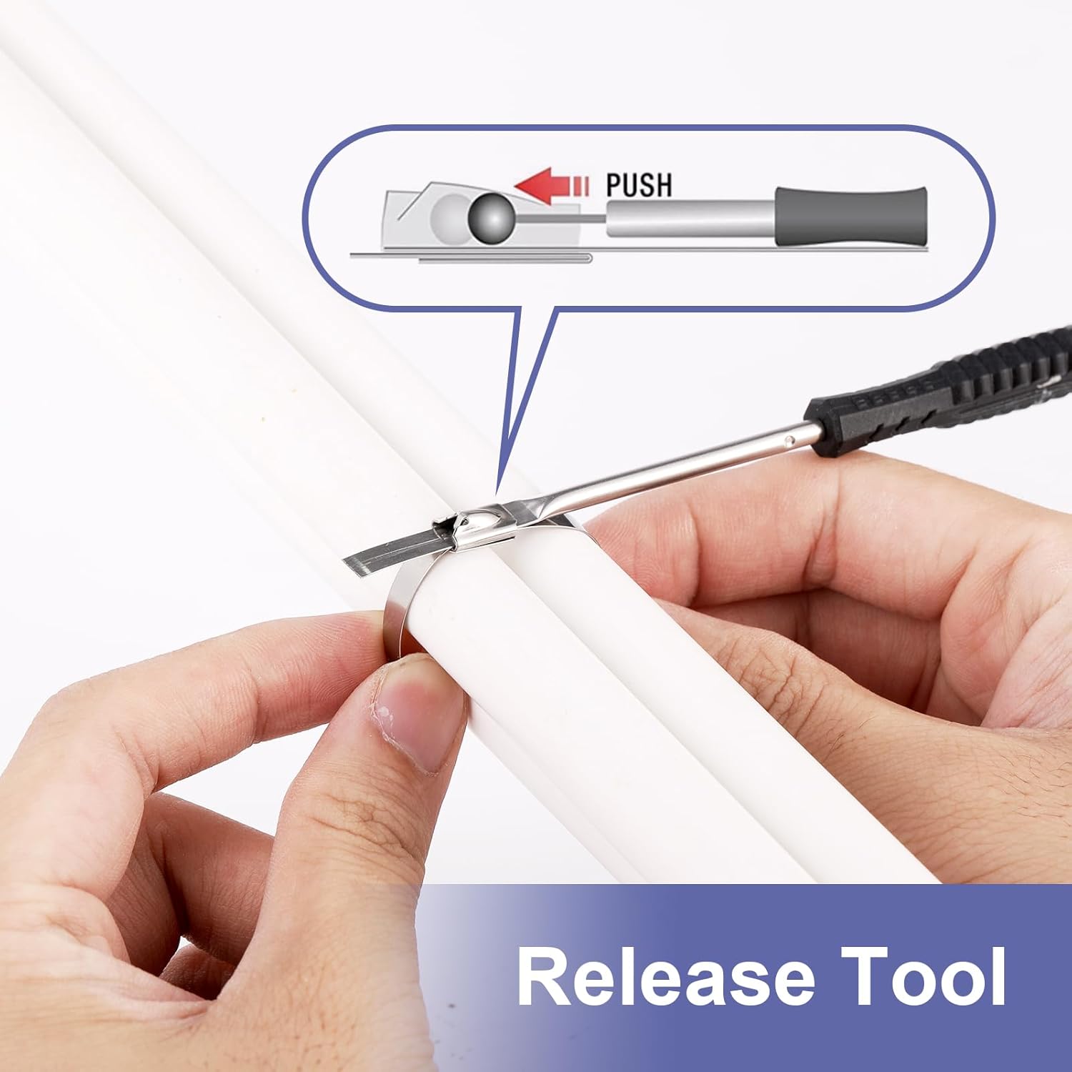 Metal Zip Ties Cutter for Stainless Steel Tie Wrap,Tensioning Installation Cutting Tool for Self-Locking Stainless Zip Ties with Free Zip Tie Release Tool, Two-handed Mode - Image 4