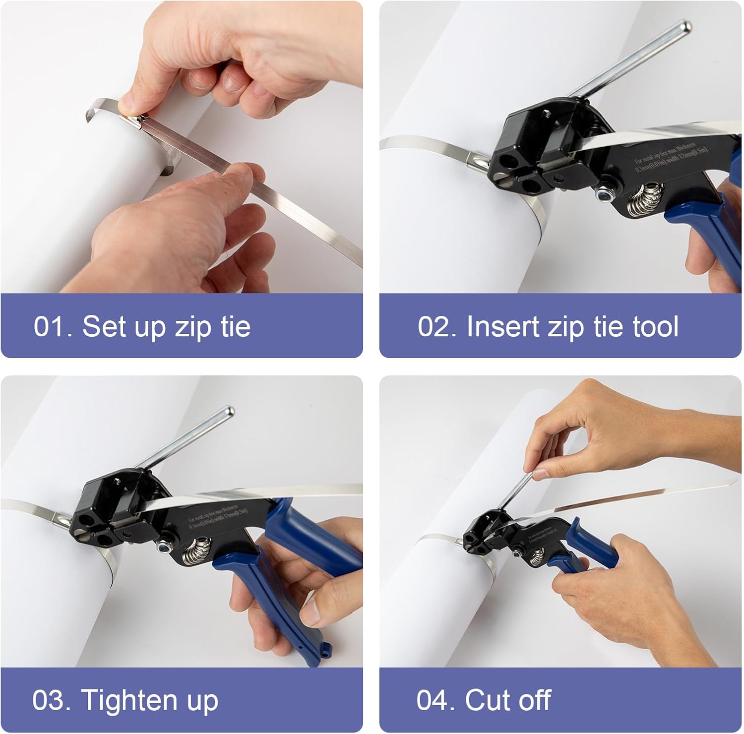 Metal Zip Ties Cutter for Stainless Steel Tie Wrap,Tensioning Installation Cutting Tool for Self-Locking Stainless Zip Ties with Free Zip Tie Release Tool, Two-handed Mode - Image 6
