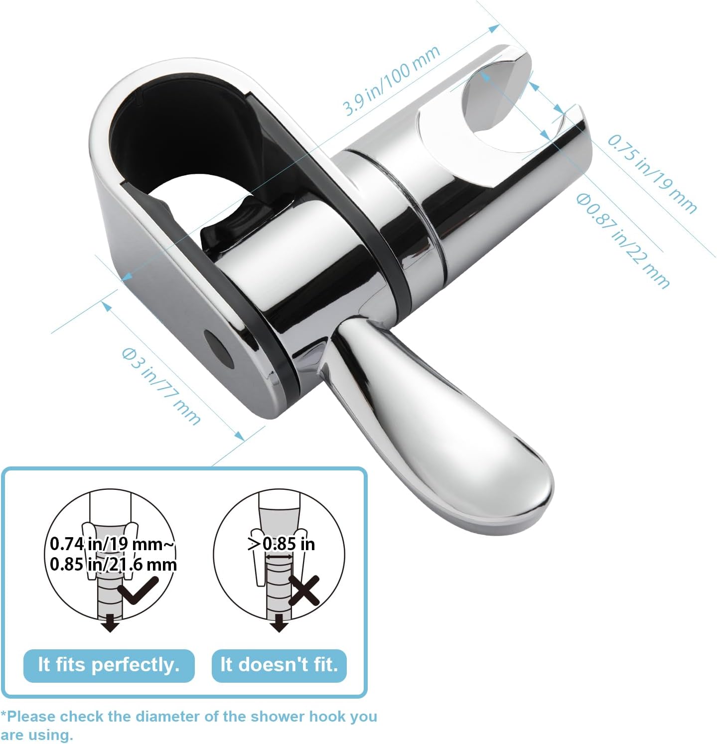 ADA Handshower Shower Grab Bar Head Holder, Universal Fit 1.25''(32mm) Hand Held Shower Bracket for Handicap Grab Bar, Detachable Bathroom Replacement, 360 Degree Rotation Sprayer Holder, Chrome - Image 3