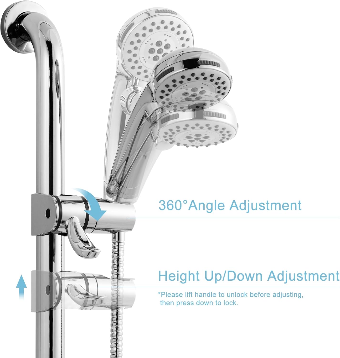 ADA Handshower Shower Grab Bar Head Holder, Universal Fit 1.25''(32mm) Hand Held Shower Bracket for Handicap Grab Bar, Detachable Bathroom Replacement, 360 Degree Rotation Sprayer Holder, Chrome - Image 4