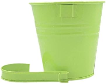 Flower Pots,10 Pcs Metal Iron Hanging Flower Plant Pots Balcony Garden Plant Planter Baskets Fence Bucket Pot 4'' Flower Holders with Detachable Hook - Image 5
