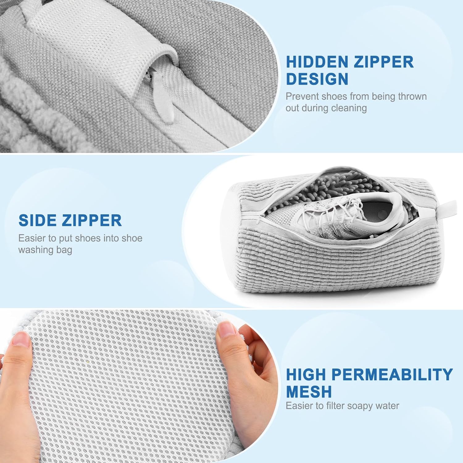 Shoe Washing Machine Bag,Shoe Laundry Bags for Sneakers, Reusable Shoe Cleaning Bag for All Shoe Sizes - Image 3