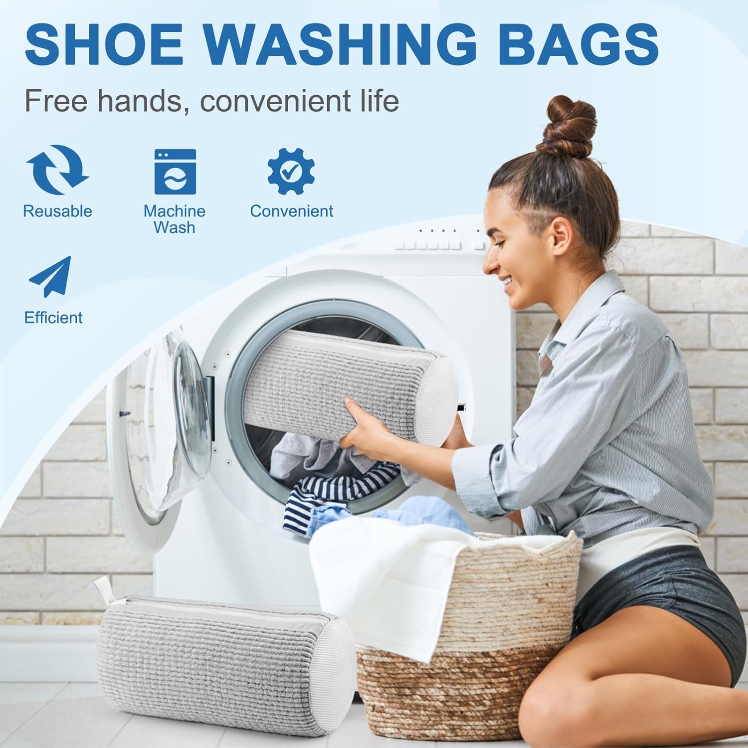 Shoe Washing Machine Bag,Shoe Laundry Bags for Sneakers, Reusable Shoe Cleaning Bag for All Shoe Sizes - Image 5