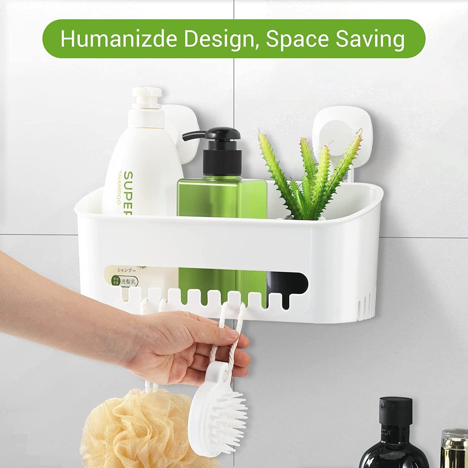 Suction Cup Shower Caddy - No Drilling Removable Shower Caddy - Powerful Suction Shower Organizer Max Hold 22lbs, Waterproof Suction Storage Basket for Bathroom & Kitchen - Image 4