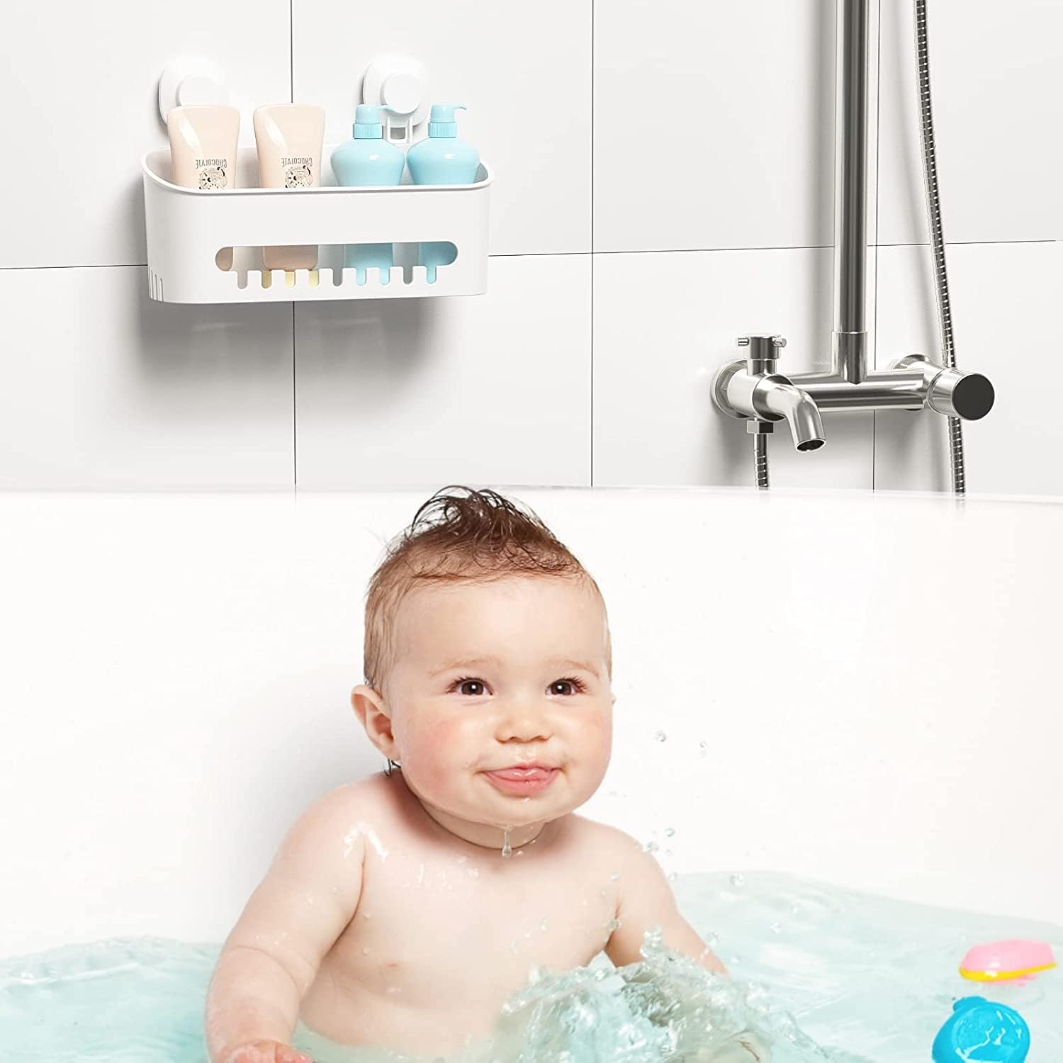 Suction Cup Shower Caddy - No Drilling Removable Shower Caddy - Powerful Suction Shower Organizer Max Hold 22lbs, Waterproof Suction Storage Basket for Bathroom & Kitchen - Image 7