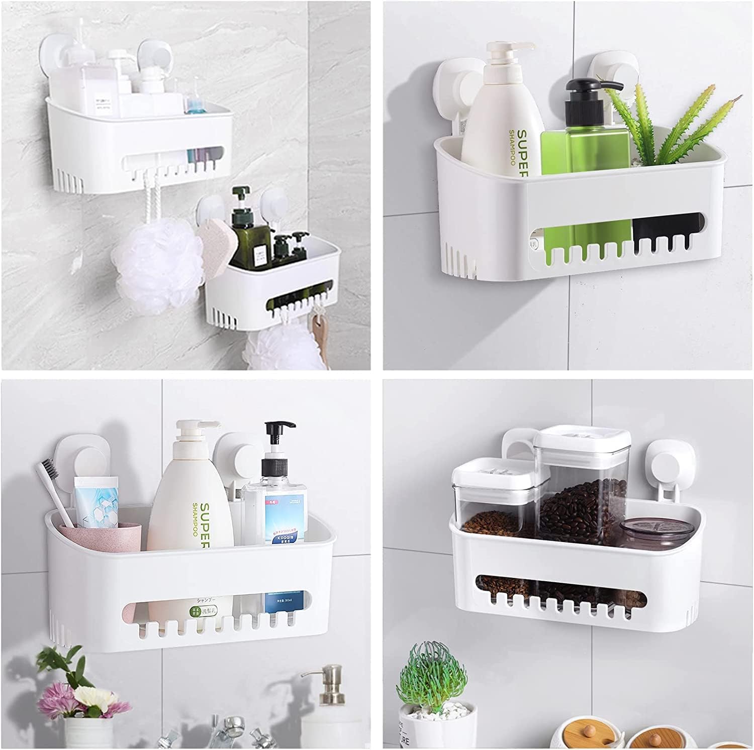 Suction Cup Shower Caddy - No Drilling Removable Shower Caddy - Powerful Suction Shower Organizer Max Hold 22lbs, Waterproof Suction Storage Basket for Bathroom & Kitchen - Image 8