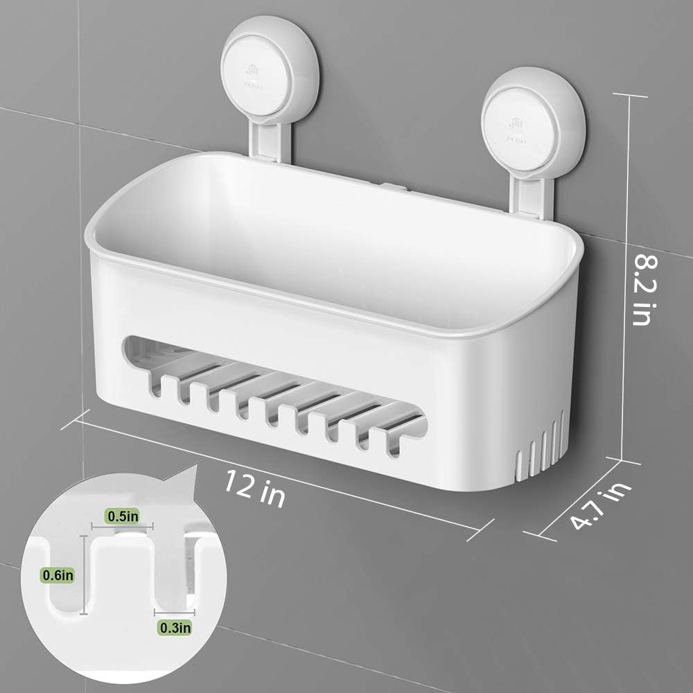 Shower Caddy Suction Cup NO-Drilling Removable Shower Shelf Powerful Heavy Duty Hold up to 22lbs, Waterproof Storage Basket for Shampoo & Toiletries Bathroom & Kitchen Caddy Organizer - Image 2