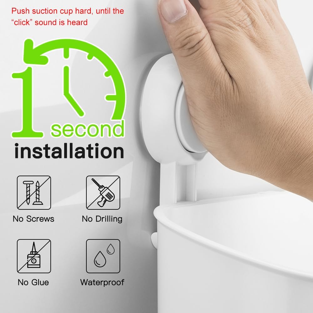 Shower Caddy Suction Cup NO-Drilling Removable Shower Shelf Powerful Heavy Duty Hold up to 22lbs, Waterproof Storage Basket for Shampoo & Toiletries Bathroom & Kitchen Caddy Organizer - Image 4