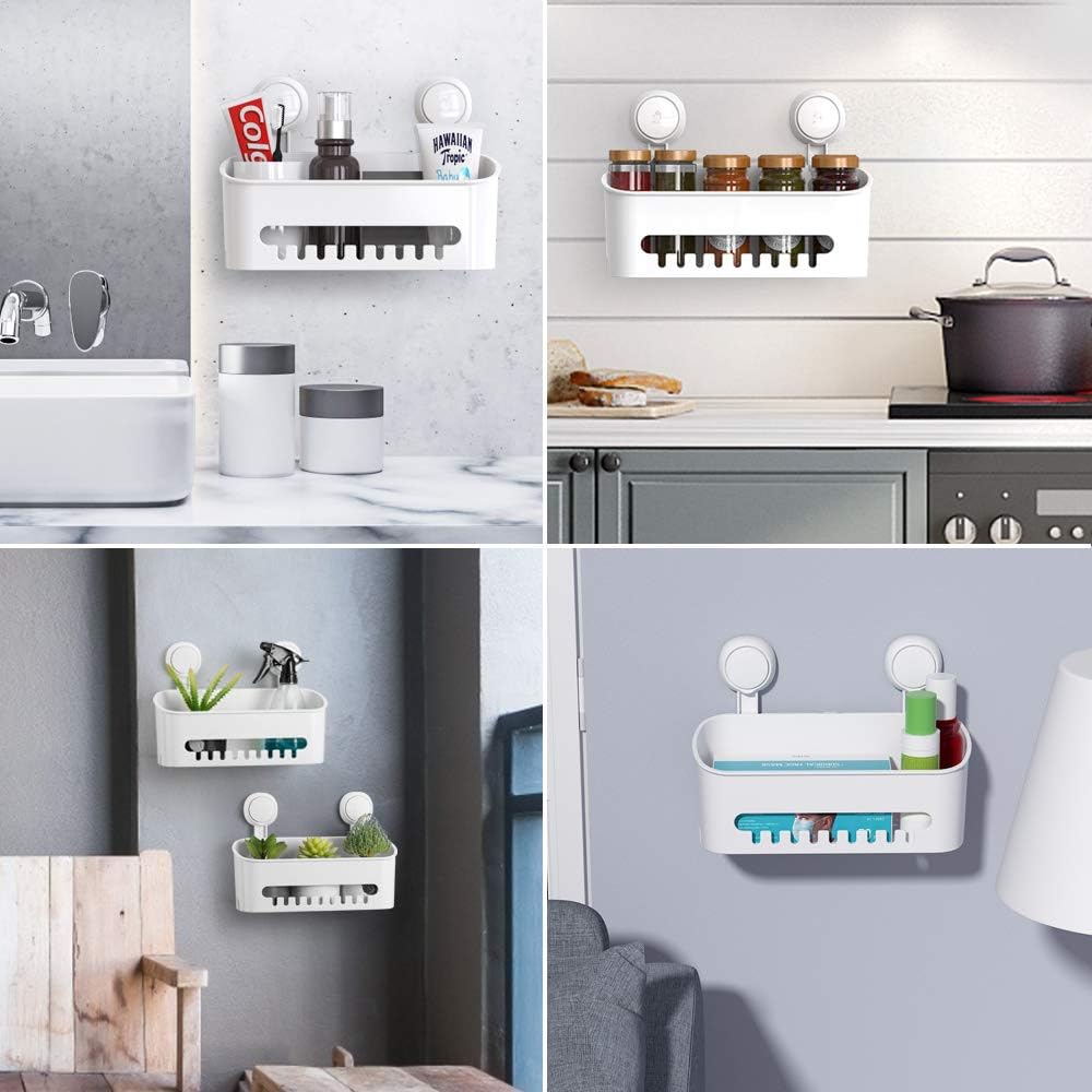 Shower Caddy Suction Cup NO-Drilling Removable Shower Shelf Powerful Heavy Duty Hold up to 22lbs, Waterproof Storage Basket for Shampoo & Toiletries Bathroom & Kitchen Caddy Organizer - Image 6