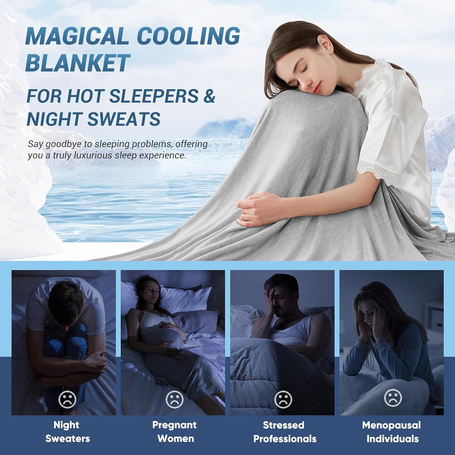 Cooling Blanket King, Arc-Chill Q-Max >0.5 for Hot Sleepers, Absorbs Heat to Keep Body Cool for Night Sweats, Lightweight Summer Cool Blankets for Sleeping, Gifts for Women & Men,Grey - Image 4