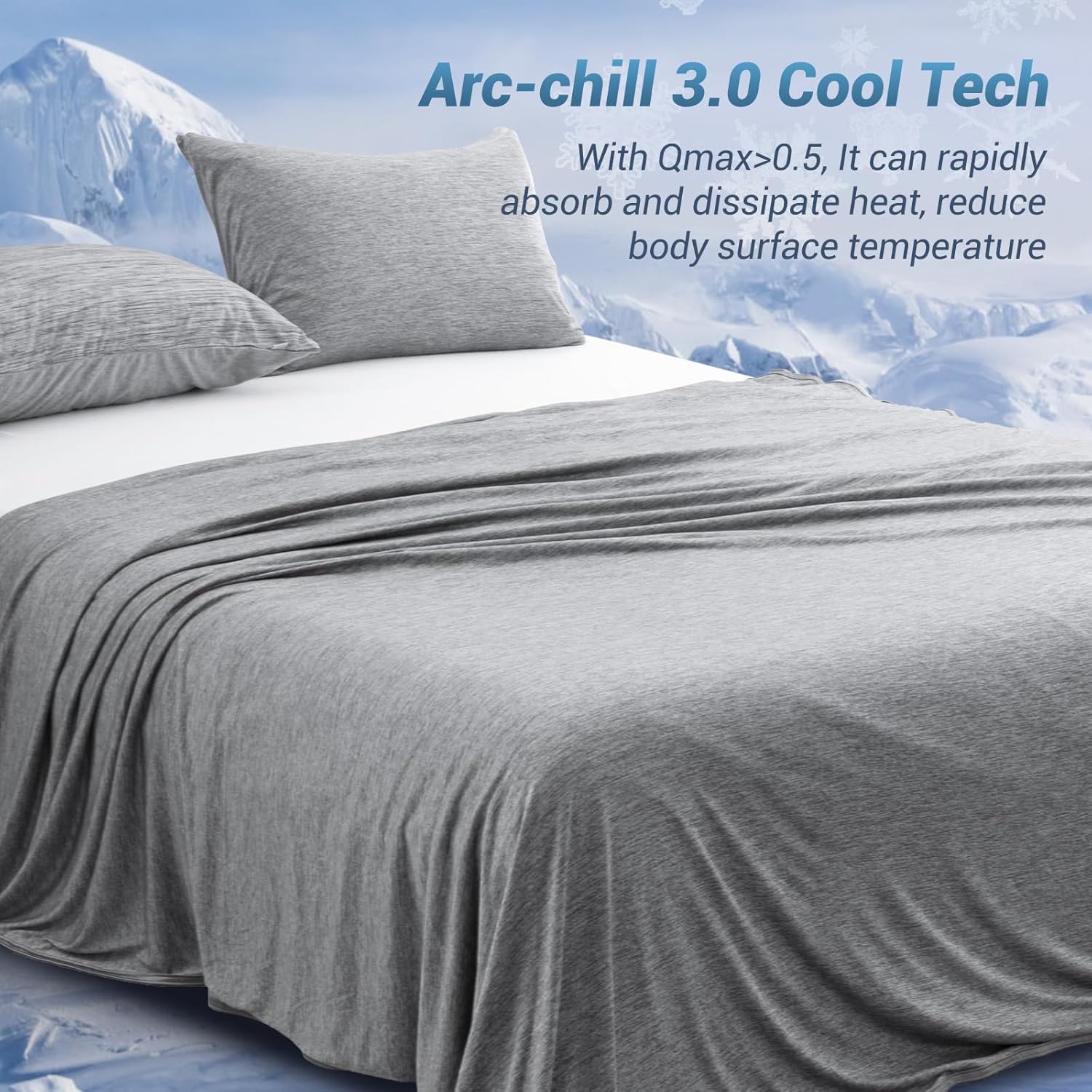 Cooling Blanket King, Arc-Chill Q-Max >0.5 for Hot Sleepers, Absorbs Heat to Keep Body Cool for Night Sweats, Lightweight Summer Cool Blankets for Sleeping, Gifts for Women & Men,Grey - Image 5