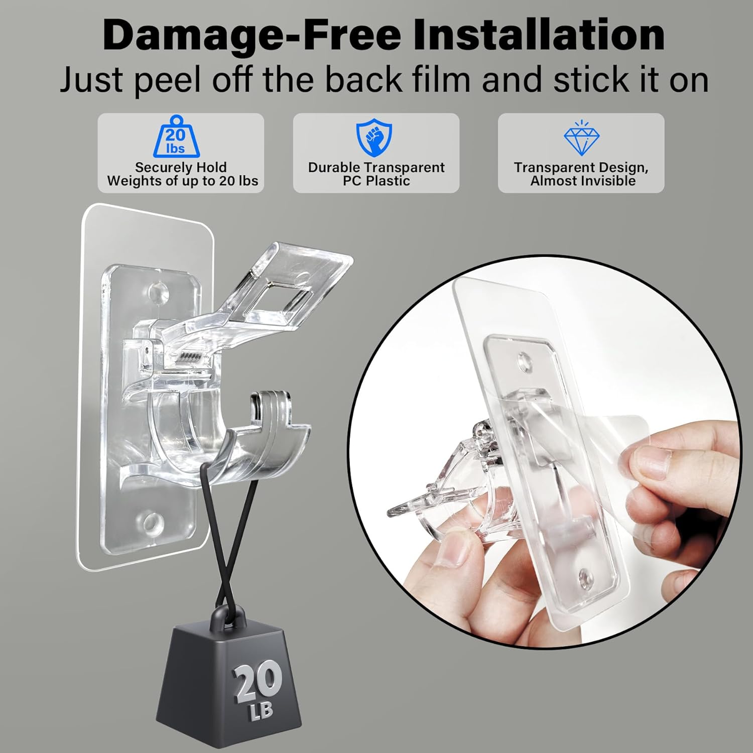 6-Pack No Drill Needed Curtain Rod Holders, Self Adhesive Rod Brackets for Smooth Walls, Multipurpose Nail-Free Stick on Curtain Rod Hooks, Screw Mount Curtain Hangers for Textured Surfaces - Image 3