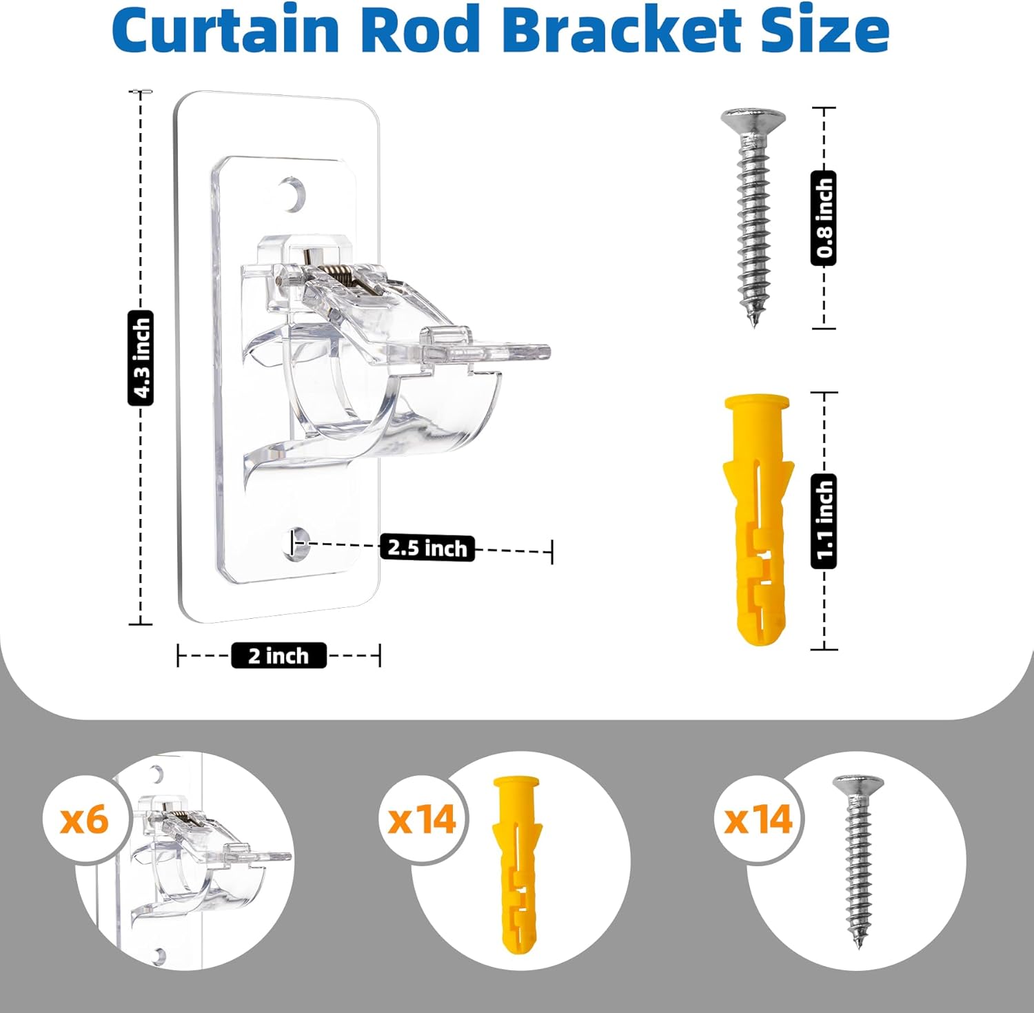 6-Pack No Drill Needed Curtain Rod Holders, Self Adhesive Rod Brackets for Smooth Walls, Multipurpose Nail-Free Stick on Curtain Rod Hooks, Screw Mount Curtain Hangers for Textured Surfaces - Image 8