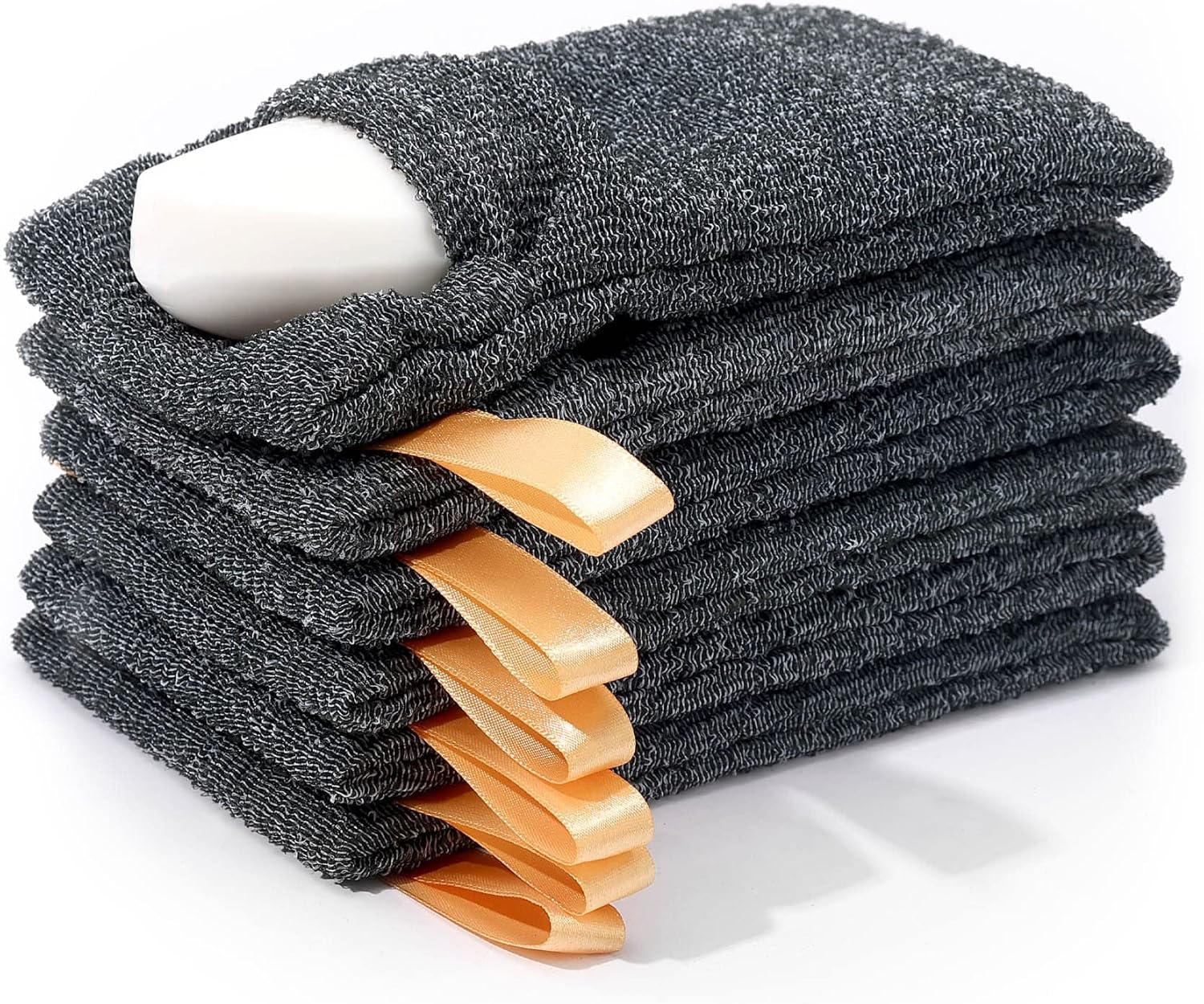 6-Pack Soap Pocket Exfoliating Soap Saver Pouch, Body Scrubber Rough Sponge Exfoliator for Bath or Shower, Gray Mesh Bar Soap Foam Lather Pouch - Image 1