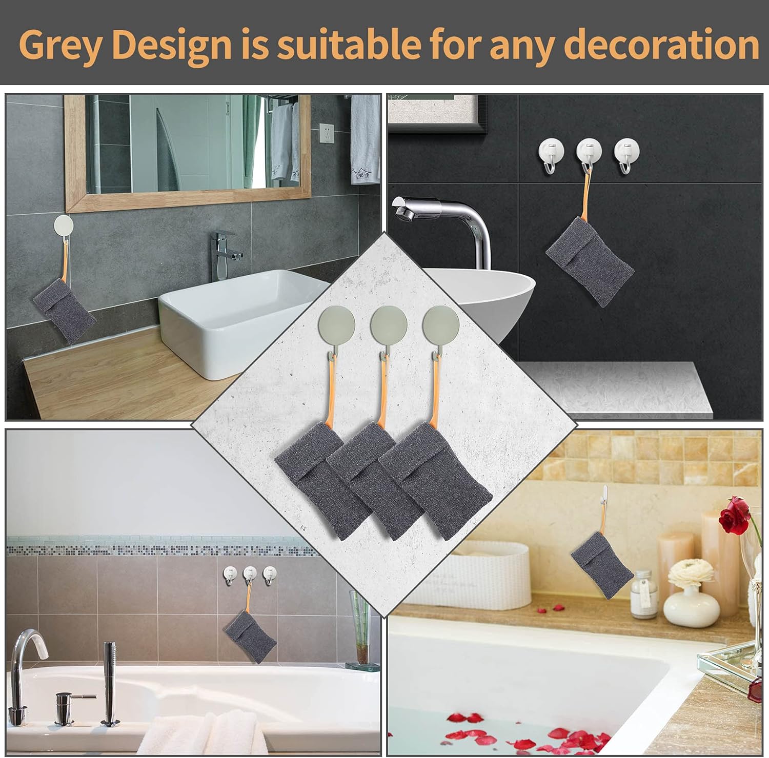 6-Pack Soap Pocket Exfoliating Soap Saver Pouch, Body Scrubber Rough Sponge Exfoliator for Bath or Shower, Gray Mesh Bar Soap Foam Lather Pouch - Image 5