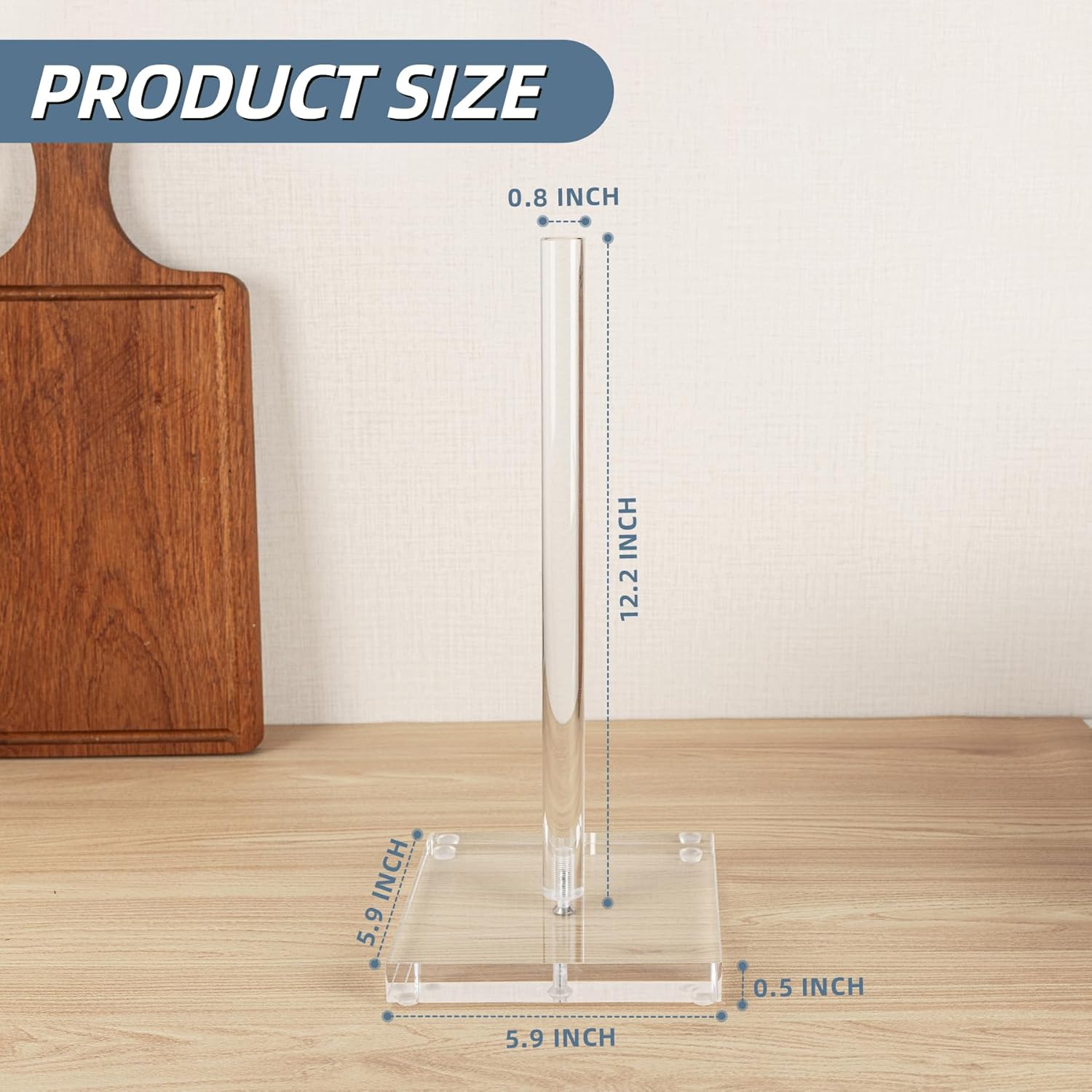 Transparent Acrylic Paper Towel Stand Holder, Freestanding Tabletop Roll Paper Tower Holder, Countertop Paper Towel Dispenser for Kitchen, Bathroom, Coffee Table - Image 5