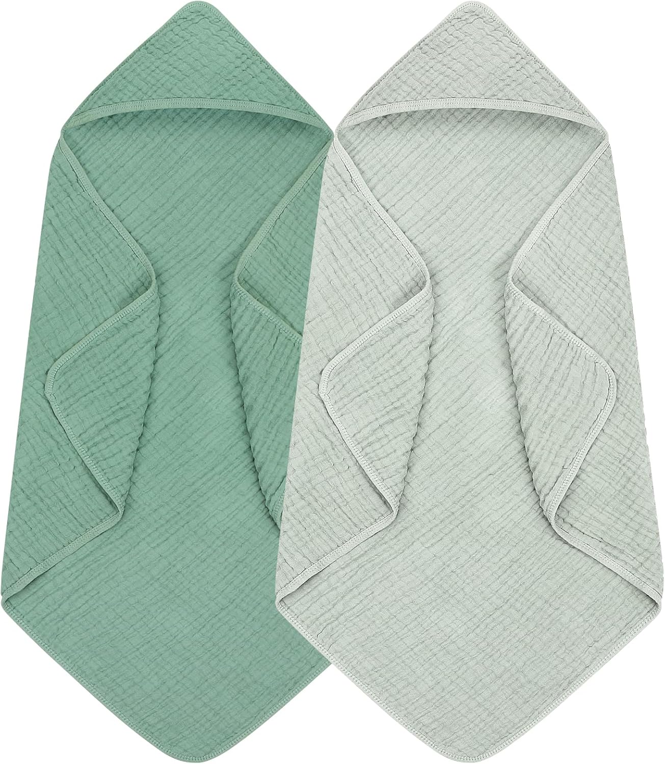 2 Pack Hooded Baby Towels, 100% Muslin Cotton Bath Towel for Babies, Newborn, Infant and Toddler, Absorbent Soft Baby Bath Towel with Hood, Boy and Girl Bath Essentials - Image 1