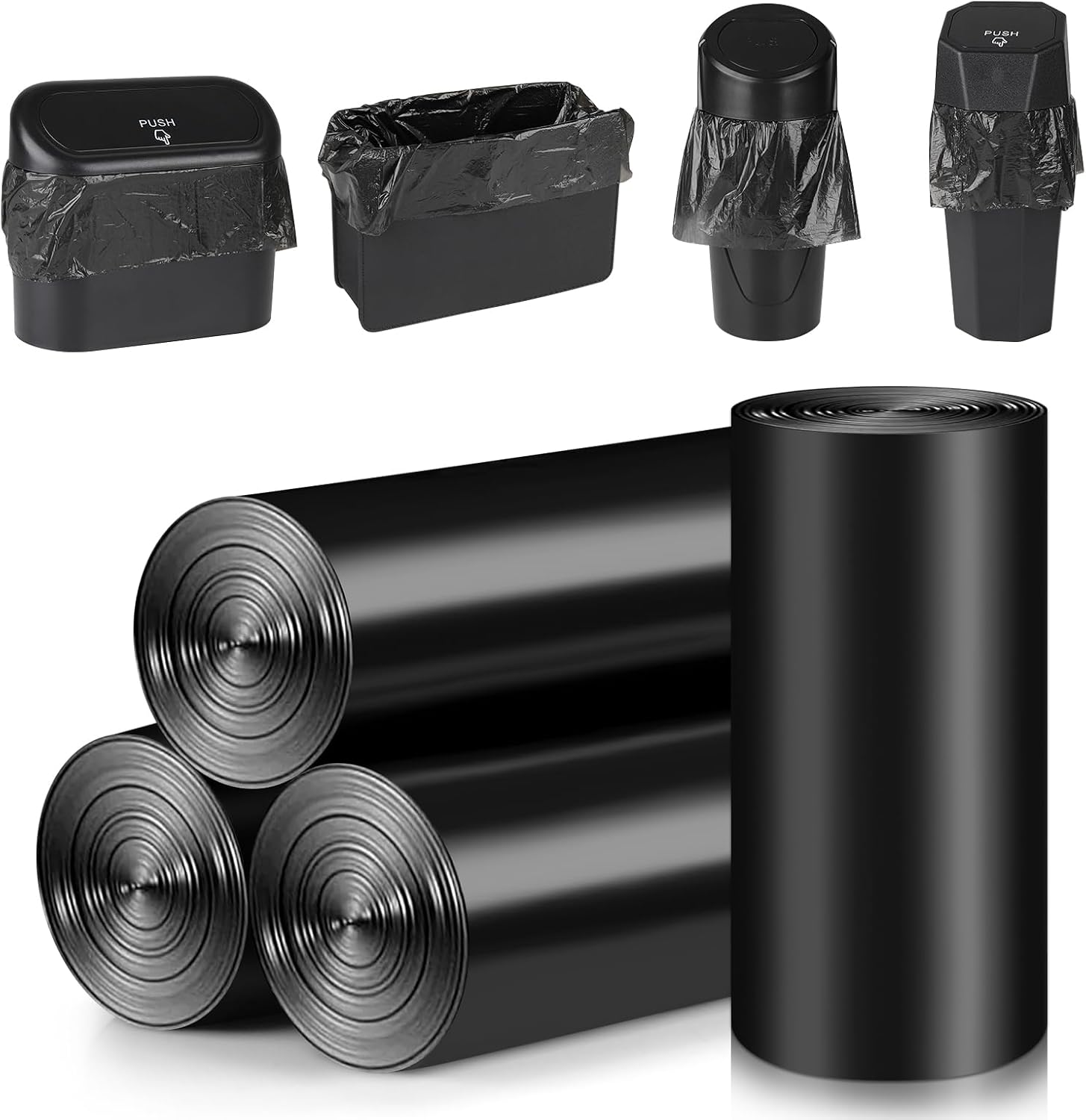 Car Trash Can with Lid + Mini Car Garbage Bags for Auto Trash Bin - Image 2