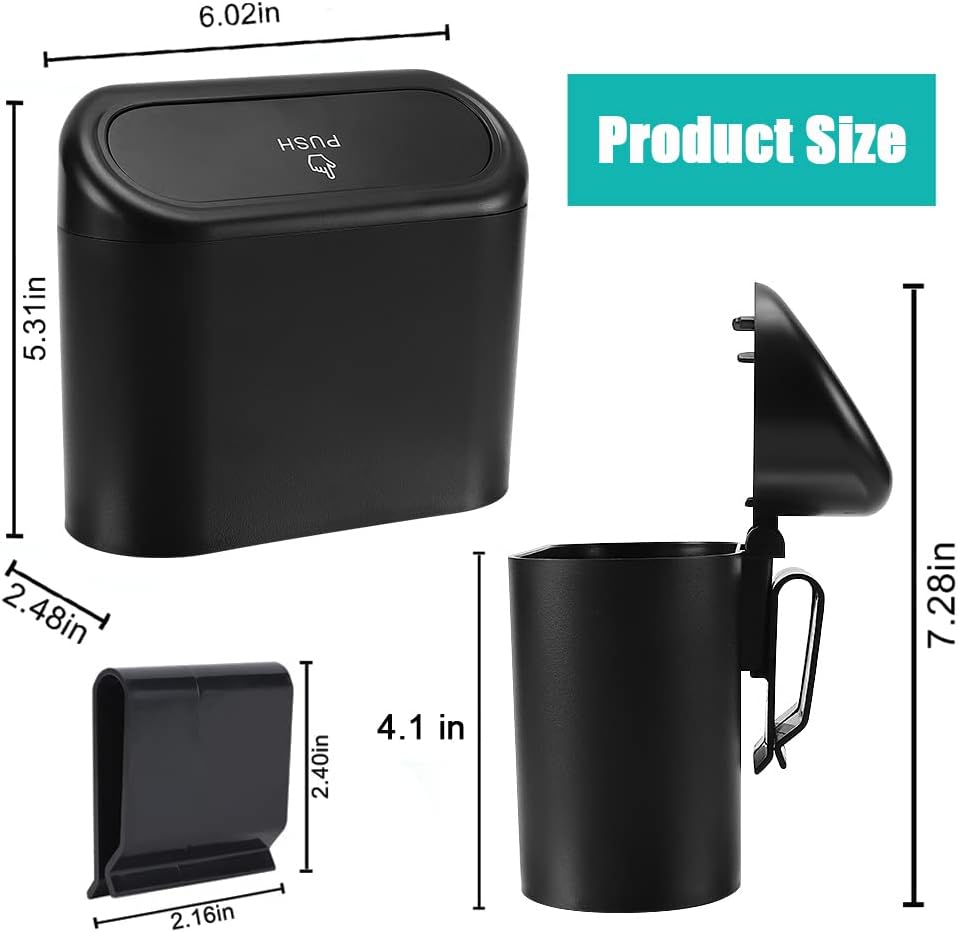 Car Trash Can with Lid + Mini Car Garbage Bags for Auto Trash Bin - Image 4