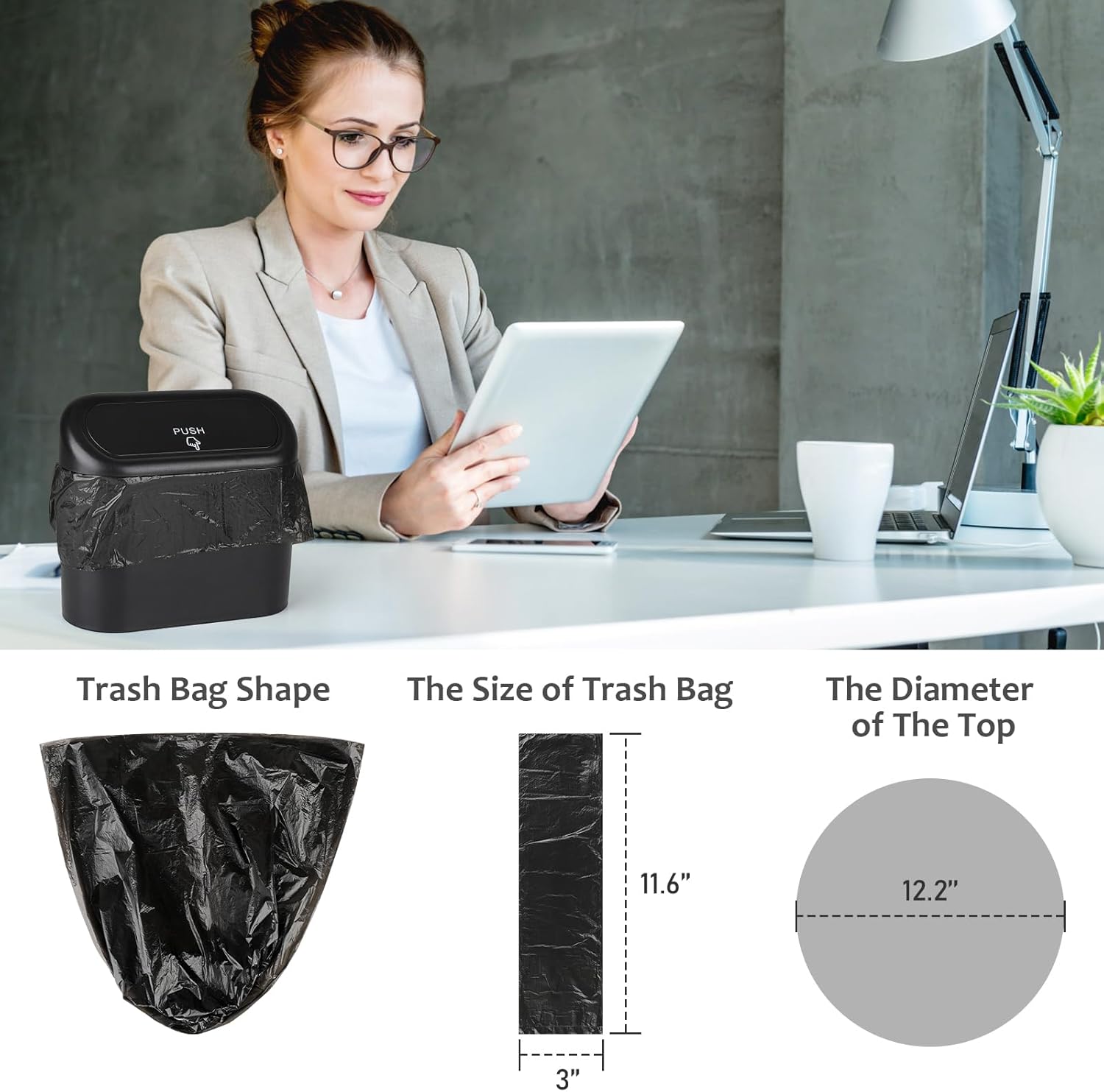 Car Trash Can with Lid + Mini Car Garbage Bags for Auto Trash Bin - Image 7