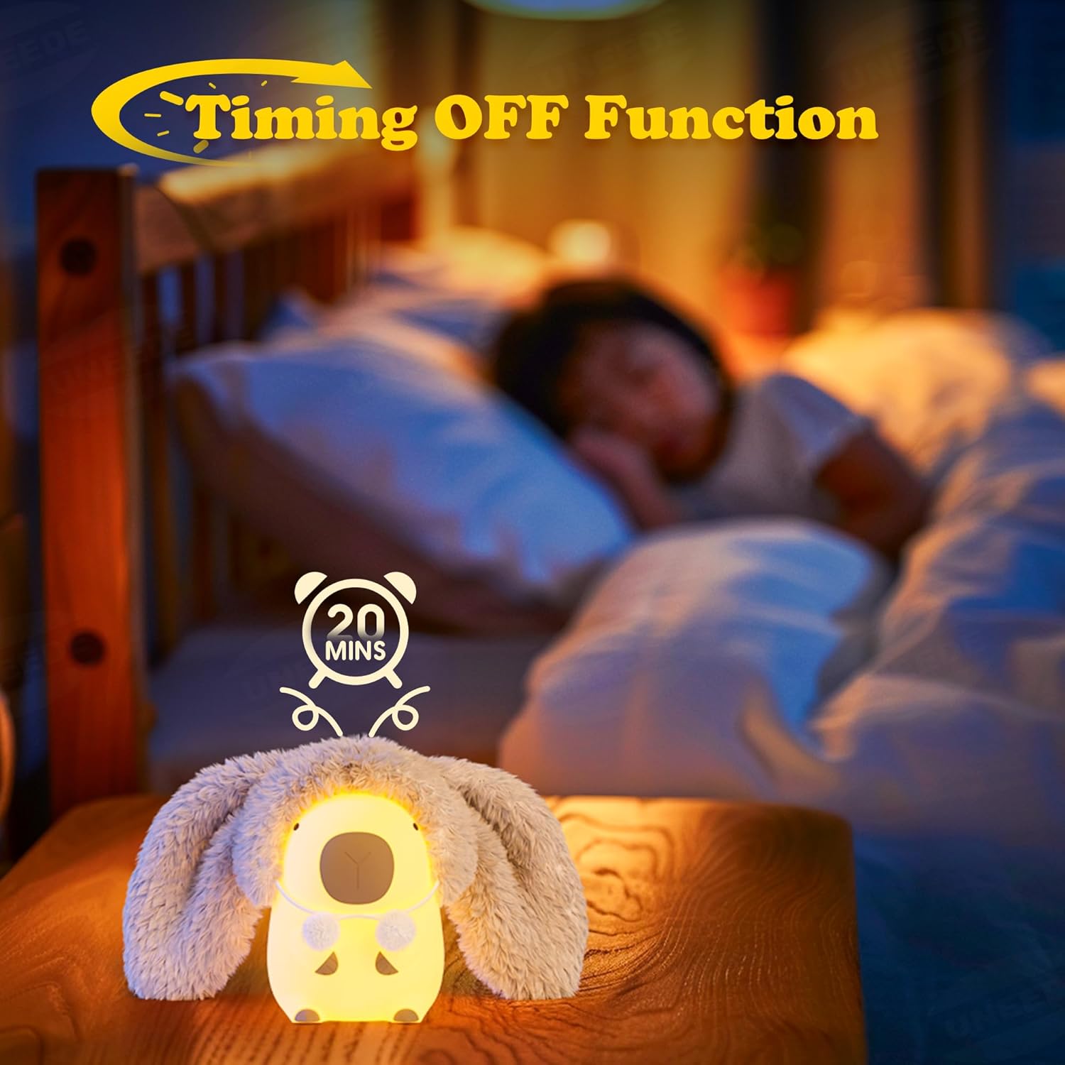 Capybara Night Light White Elephant Gifts - Rechargeable Silicone Touch Lamp, 2-Level Dimmable, 20-Min Timer, Safe Nursery Decor for Kids & Valentines Day Gifts - Image 8
