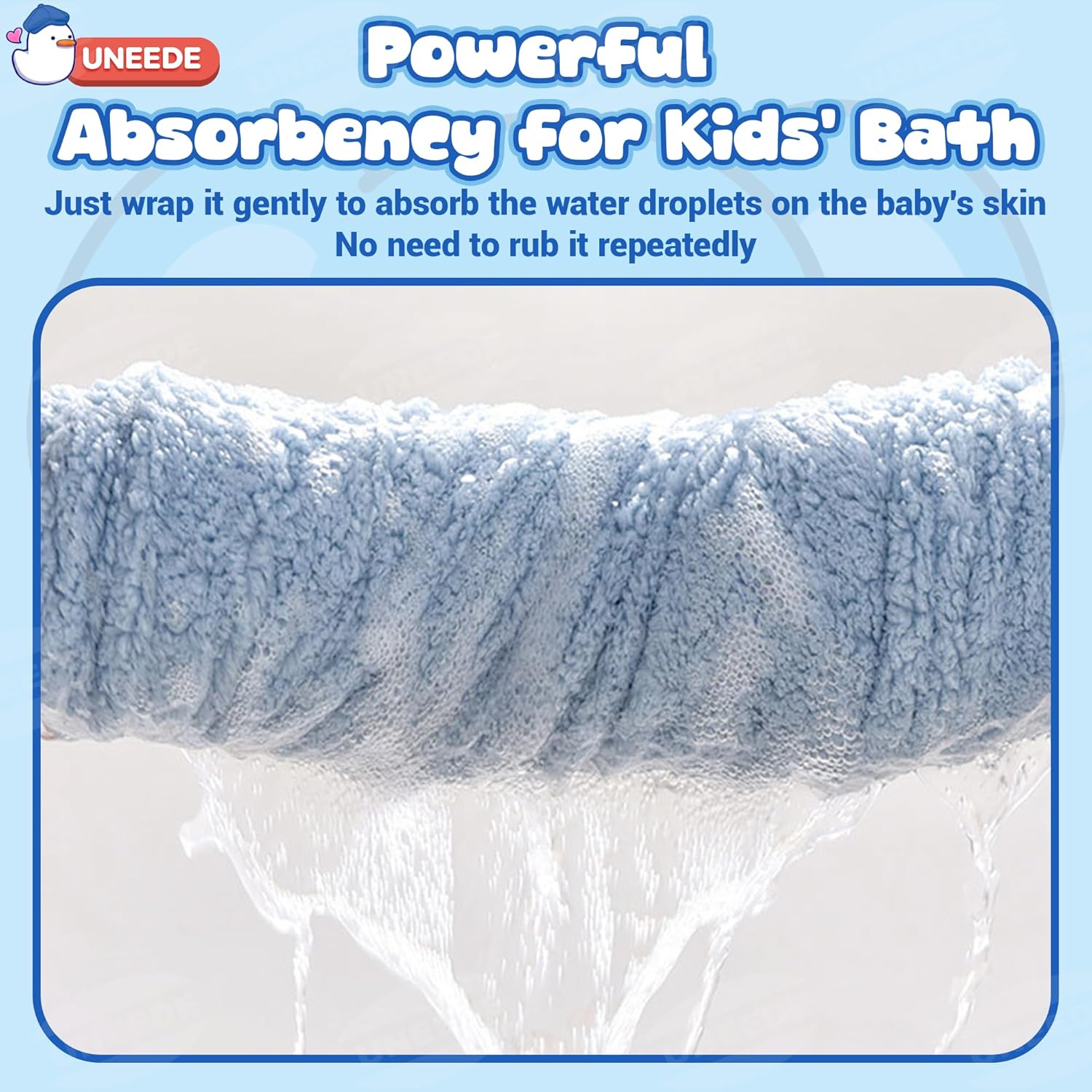 Blue Elephant Bath Hooded Towel for Kids,Extra Soft and Fast Drying Poncho for Toddlers Age 3-10,Kids Beach Hooded Towel Polyester Size 31 x 47 in,Machine Washable Poncho for Bath Beach Pool - Image 6