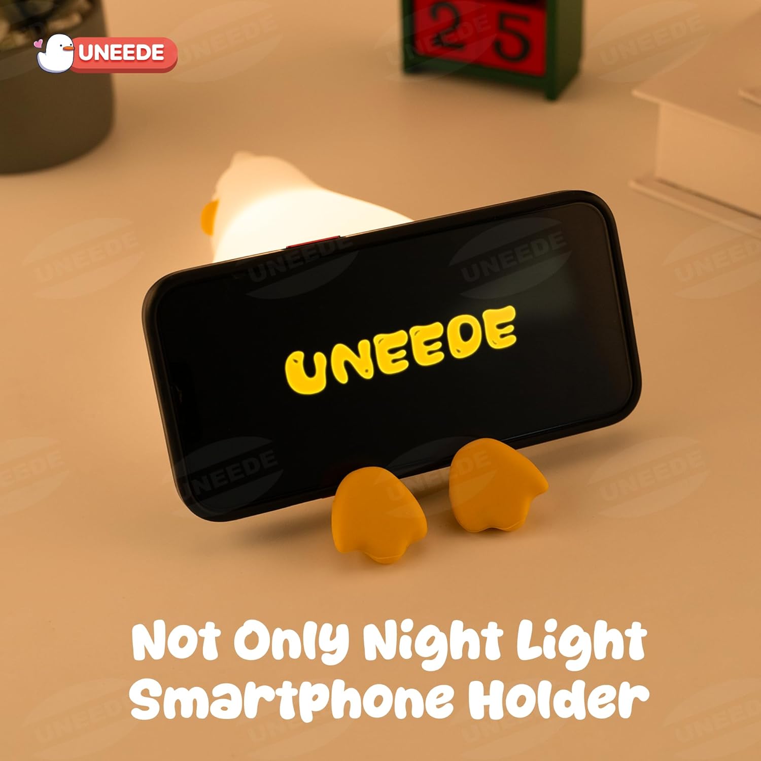 UENEEDE Lying Flat Duck Lamp, 3 Level Dimmable Rechargeable Silicone Night Light, Benson Duck Cute Squishy Touch Sensor Bedside Lamp for Nursery, Breastfeeding, Kids Room Decor - Image 4