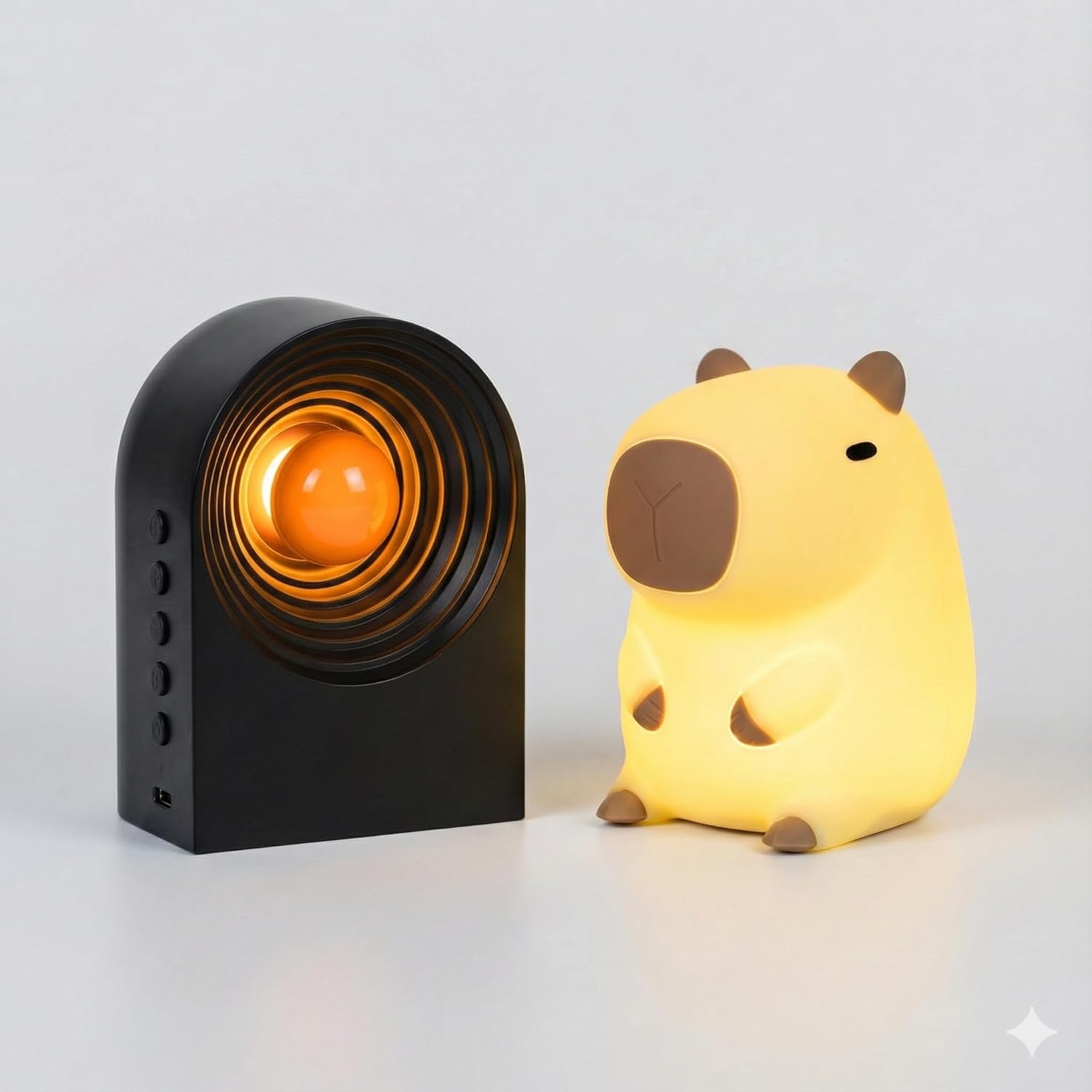 Cute Capybara Night Light and White Noise Sound Machine with Bluetooth Functionality for Bedroom Living Room Squishy Capybara Stuff Boys Girls Gifts(Black) - Image 1