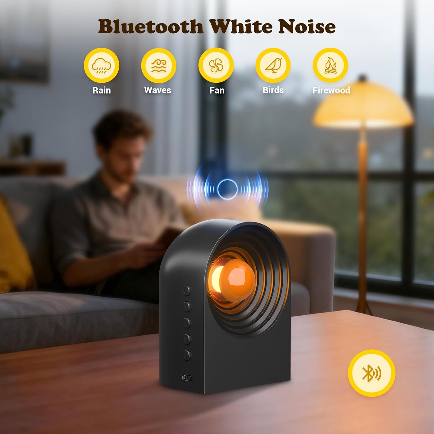 Cute Capybara Night Light and White Noise Sound Machine with Bluetooth Functionality for Bedroom Living Room Squishy Capybara Stuff Boys Girls Gifts(Black) - Image 2