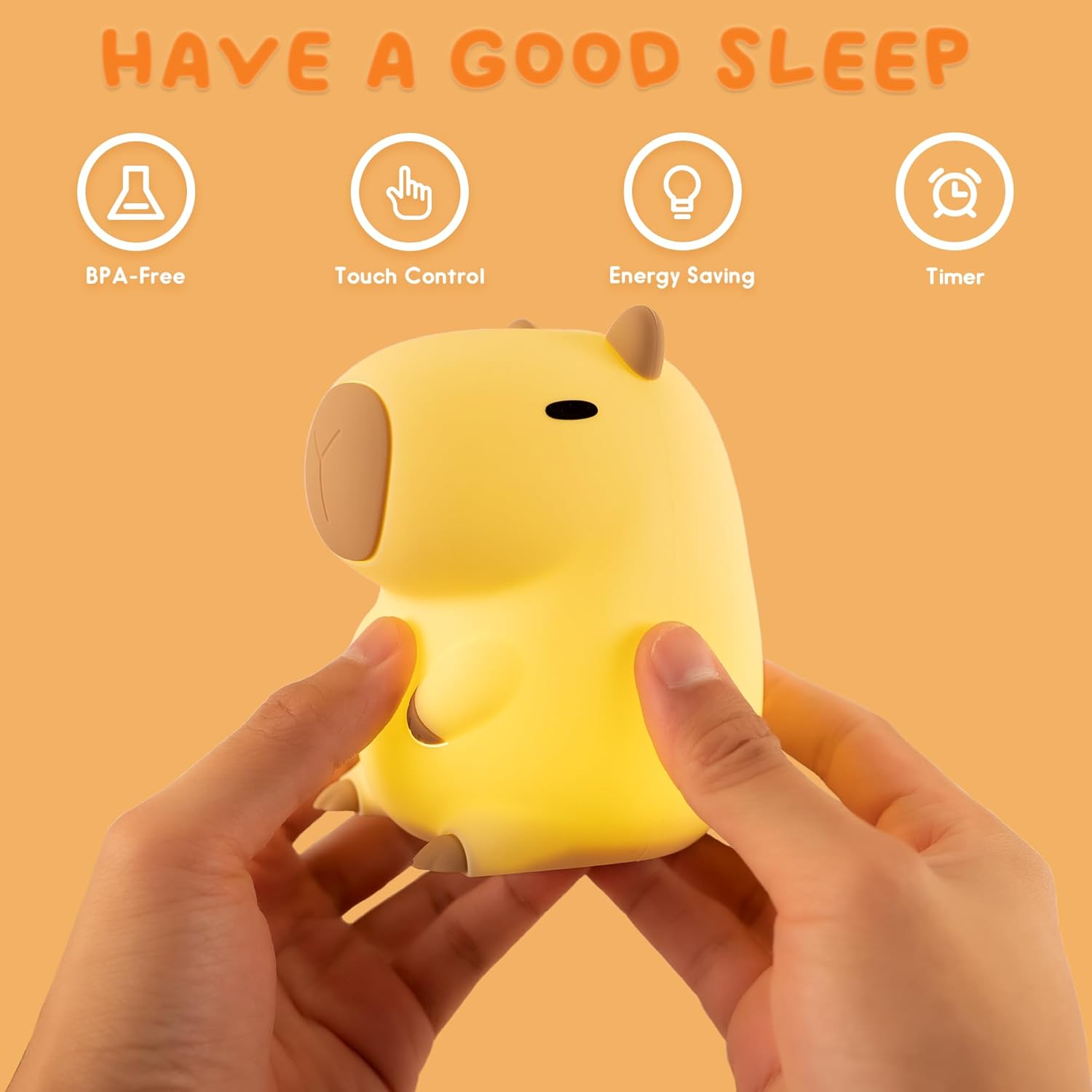 Cute Capybara Night Light and White Noise Sound Machine with Bluetooth Functionality for Bedroom Living Room Squishy Capybara Stuff Boys Girls Gifts - Image 3