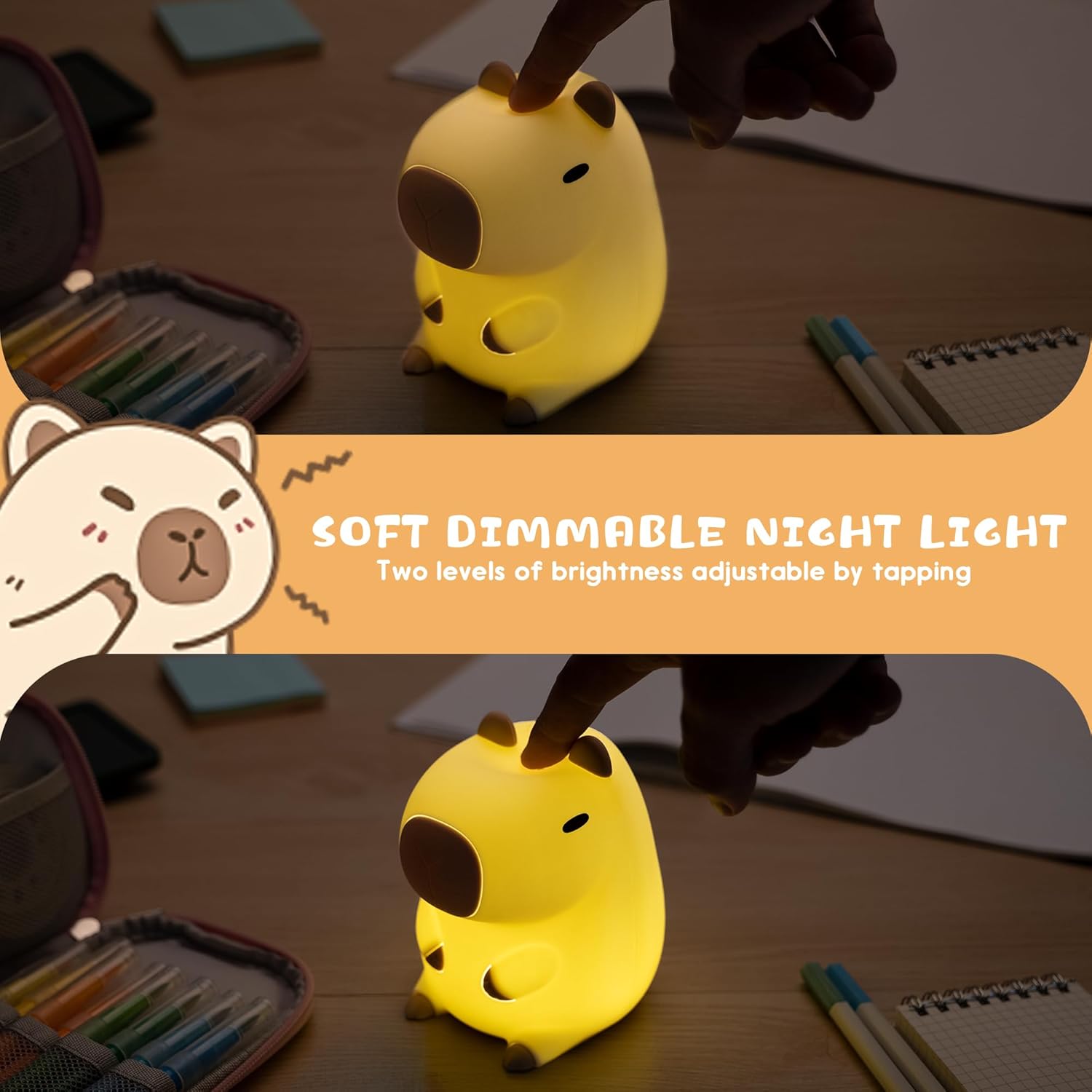 Cute Capybara Night Light and White Noise Sound Machine with Bluetooth Functionality for Bedroom Living Room Squishy Capybara Stuff Boys Girls Gifts - Image 5
