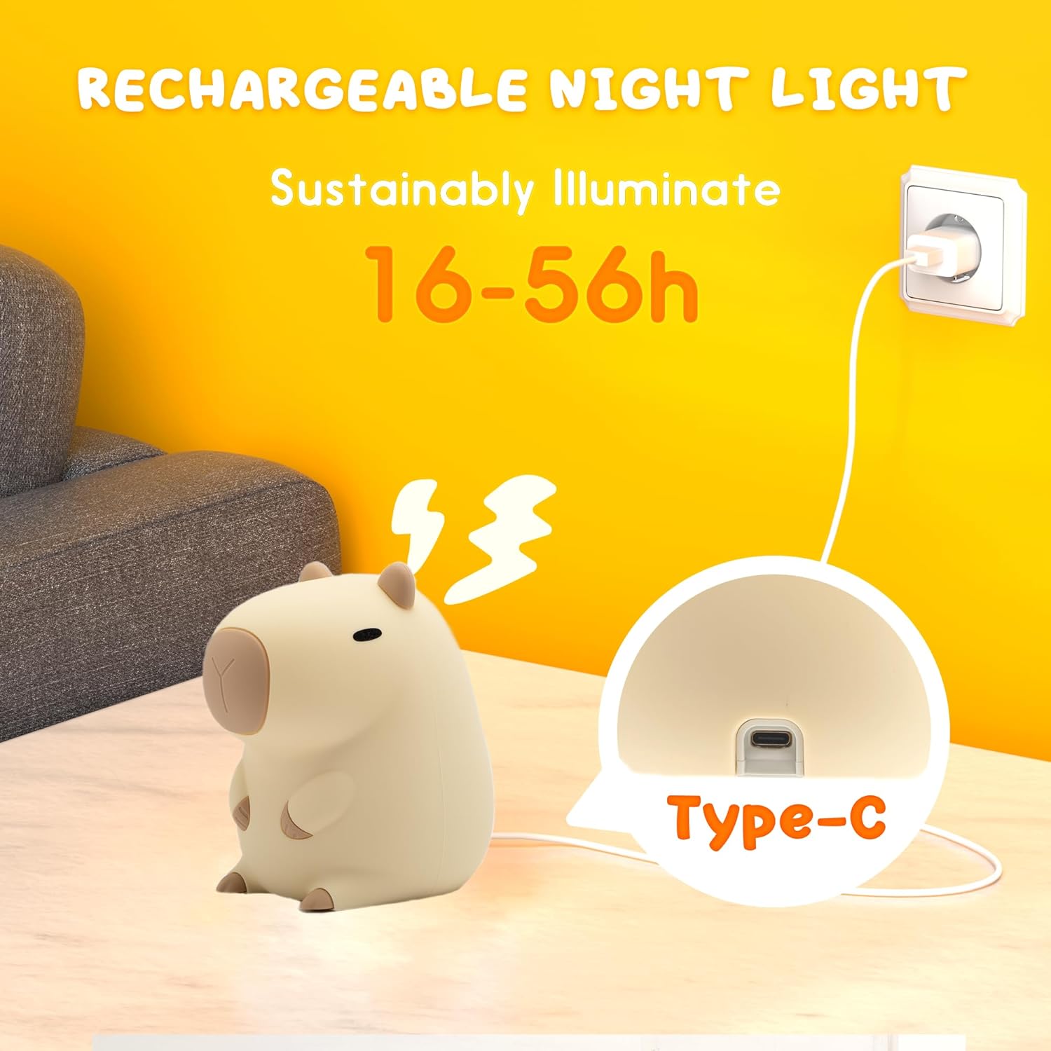 Cute Capybara Night Light and White Noise Sound Machine with Bluetooth Functionality for Bedroom Living Room Squishy Capybara Stuff Boys Girls Gifts - Image 7