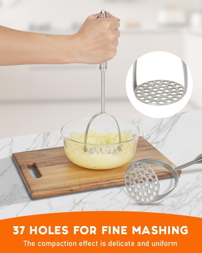 Potato Masher, Dual Arc for Easy, Labor-Saving Mashing, 304 Stainless Steel, Sturdy and Durable One-Piece Potato Press, Dishwasher Safe, for Potatoes and More - Image 2