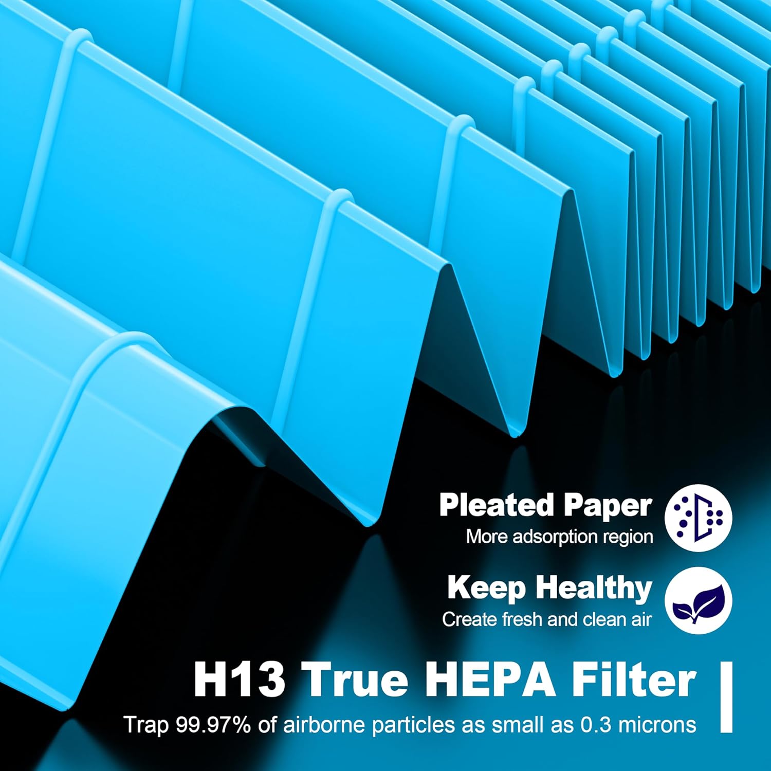 MK01 & MK06 True HEPA Filter Replacement Compatible with Aroeve MK01, MK06, ToLife TZ-K1 and Kloudi DH-JH01 Air Purifier, Standard Version, Blue, 2 Pack - Image 4