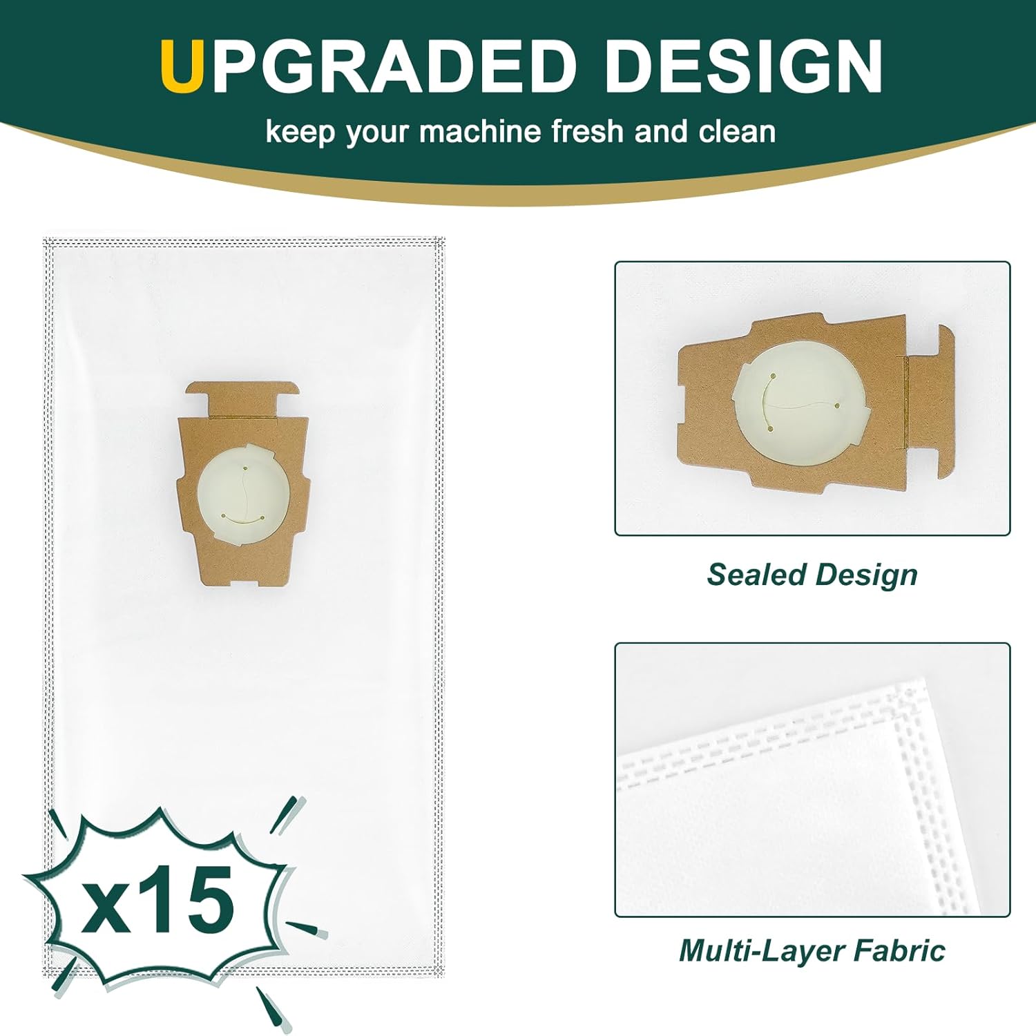 15 Pack Vacuum Cleaner Dust Bag Replacement for Kirby Part 205811 204814 204811 Compatible with Kirby All Generation & Sentria Vacuum Models by - Image 4