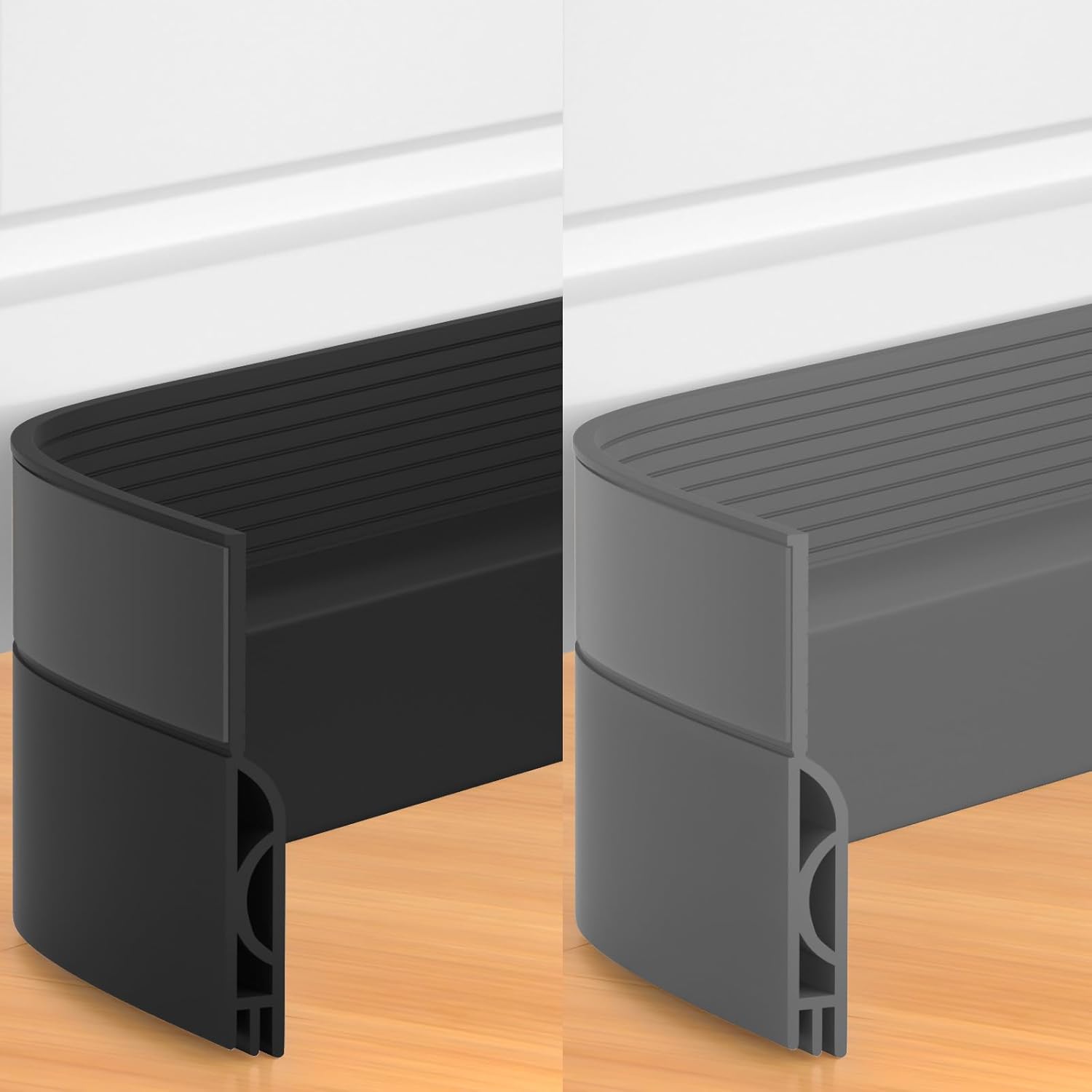 39 Inch Door Draft Stopper 2 Pack Black & Gray - Image 1