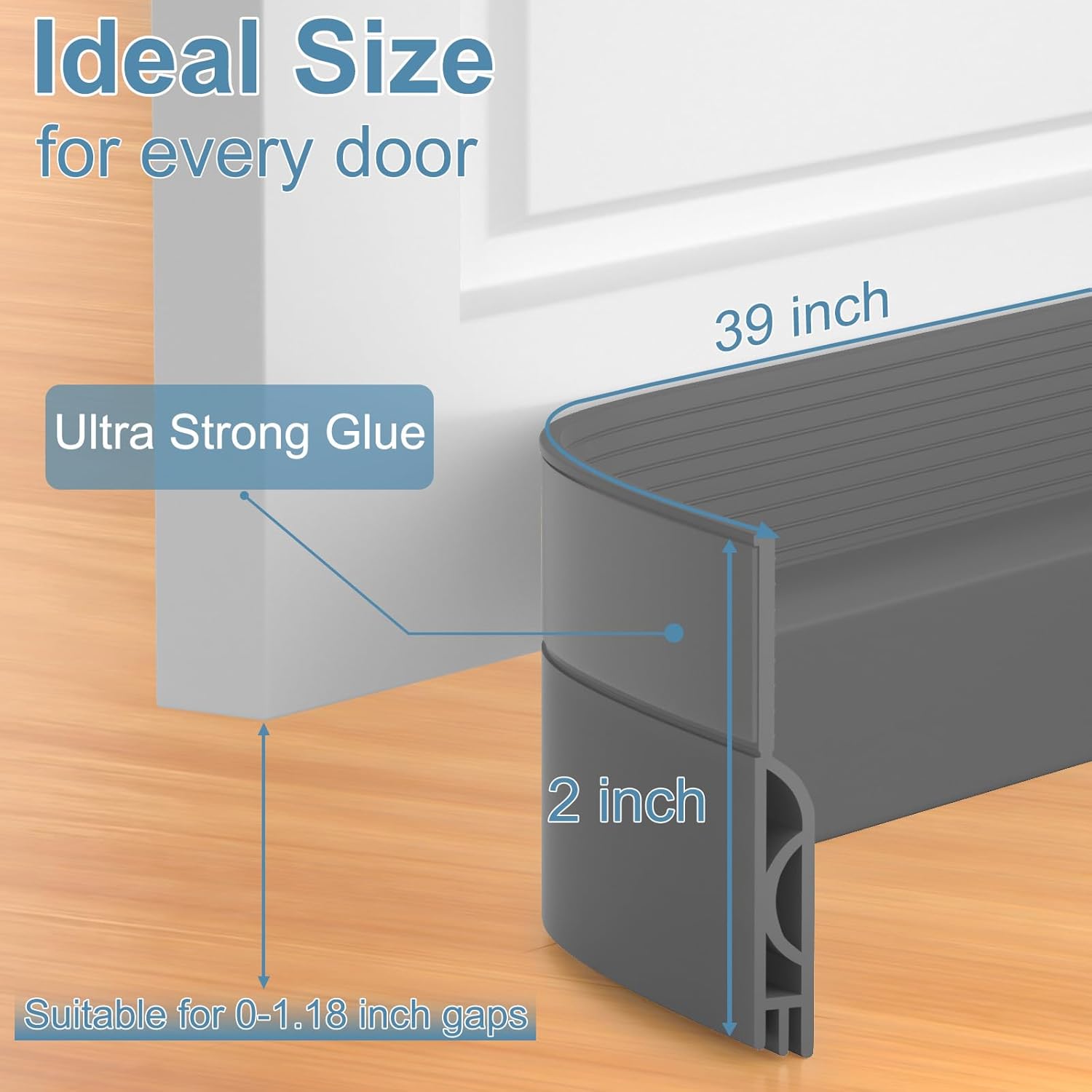39 Inch Door Draft Stopper 2 Pack Black & Gray - Image 7